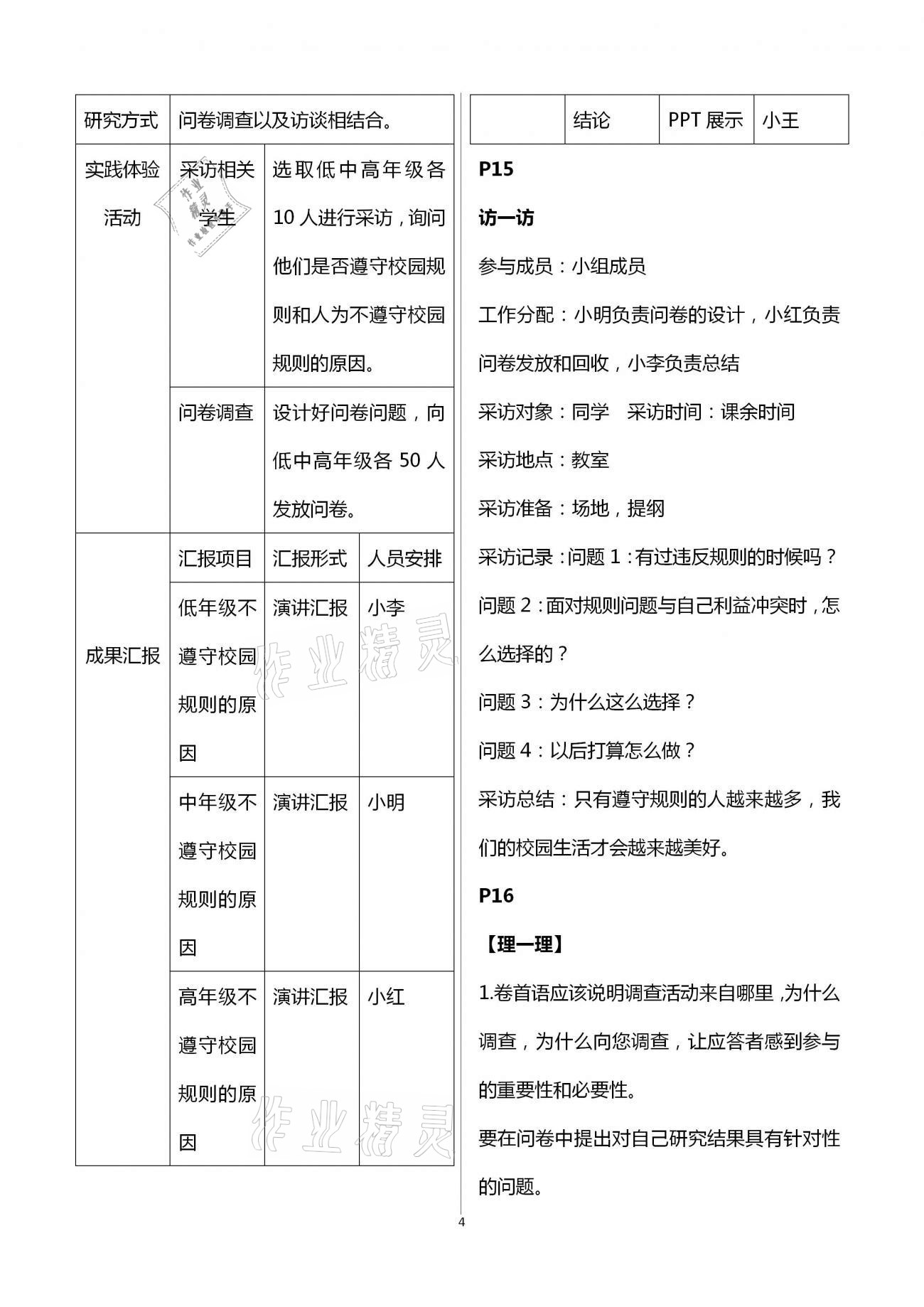 2020年小學(xué)綜合實(shí)踐活動(dòng)成長手冊四年級(jí)上冊蘇教版 第4頁