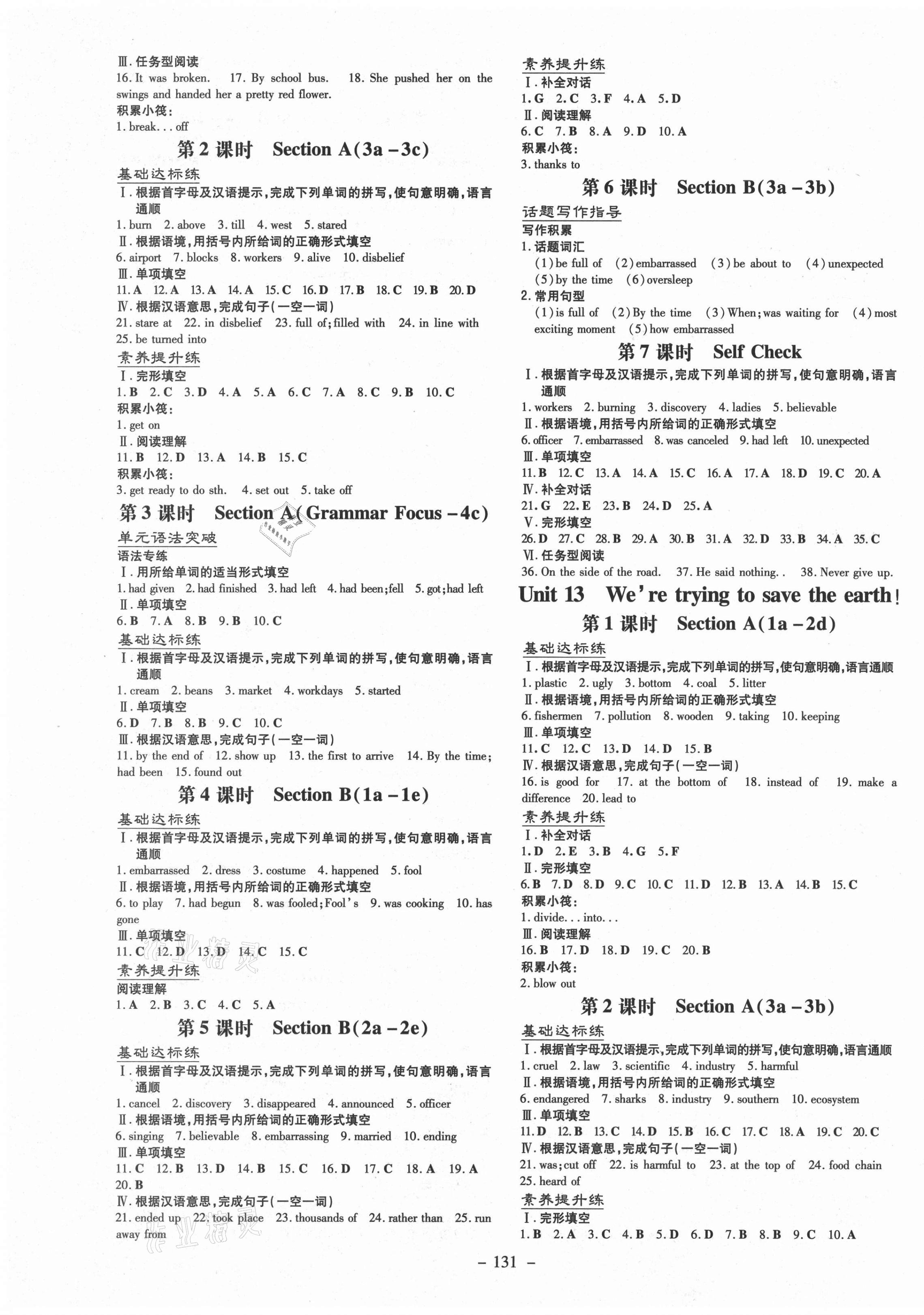 2021年練案課時作業(yè)本九年級英語下冊人教版安徽專版 第3頁