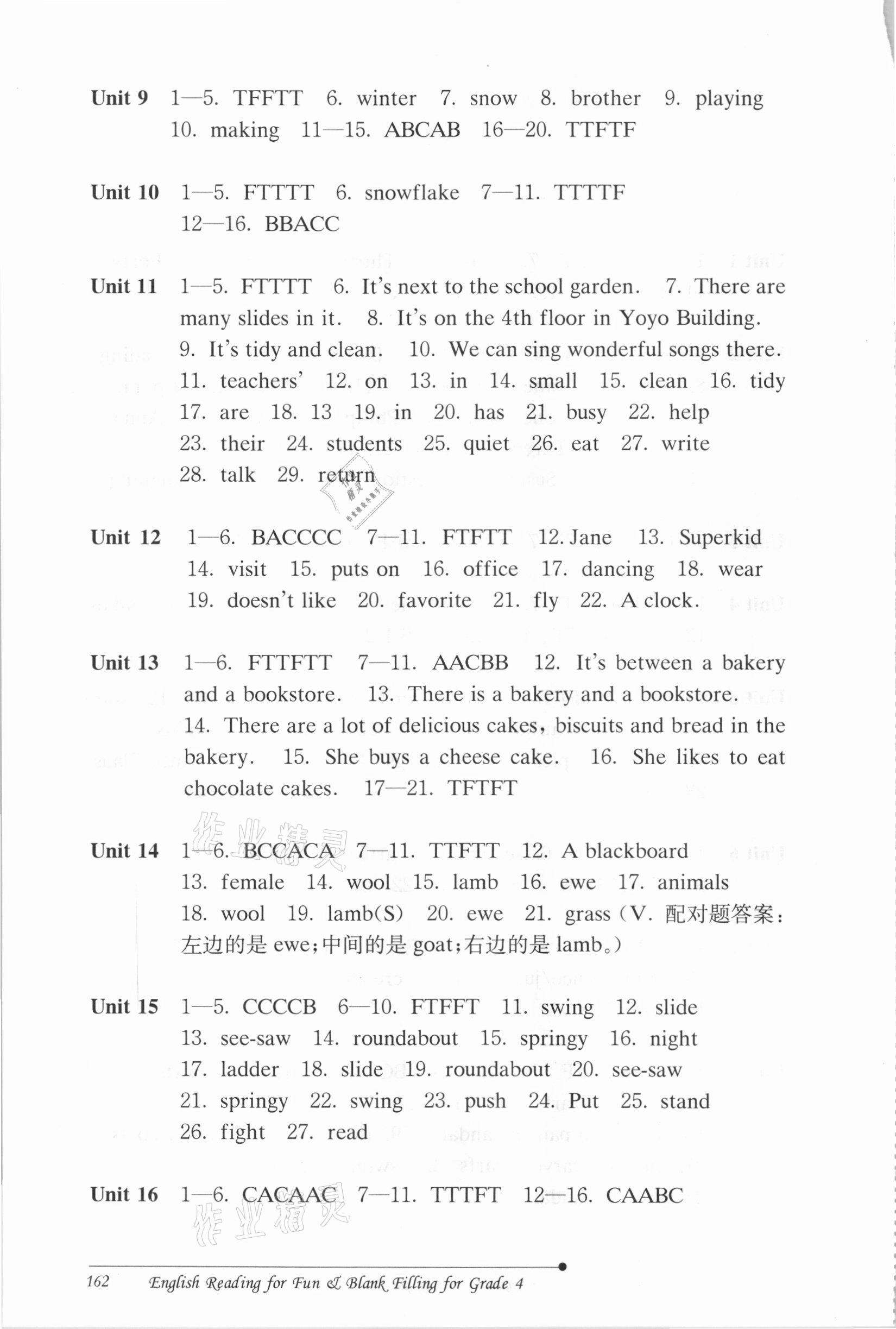 2020年英语快乐阅读与填空四年级 参考答案第2页