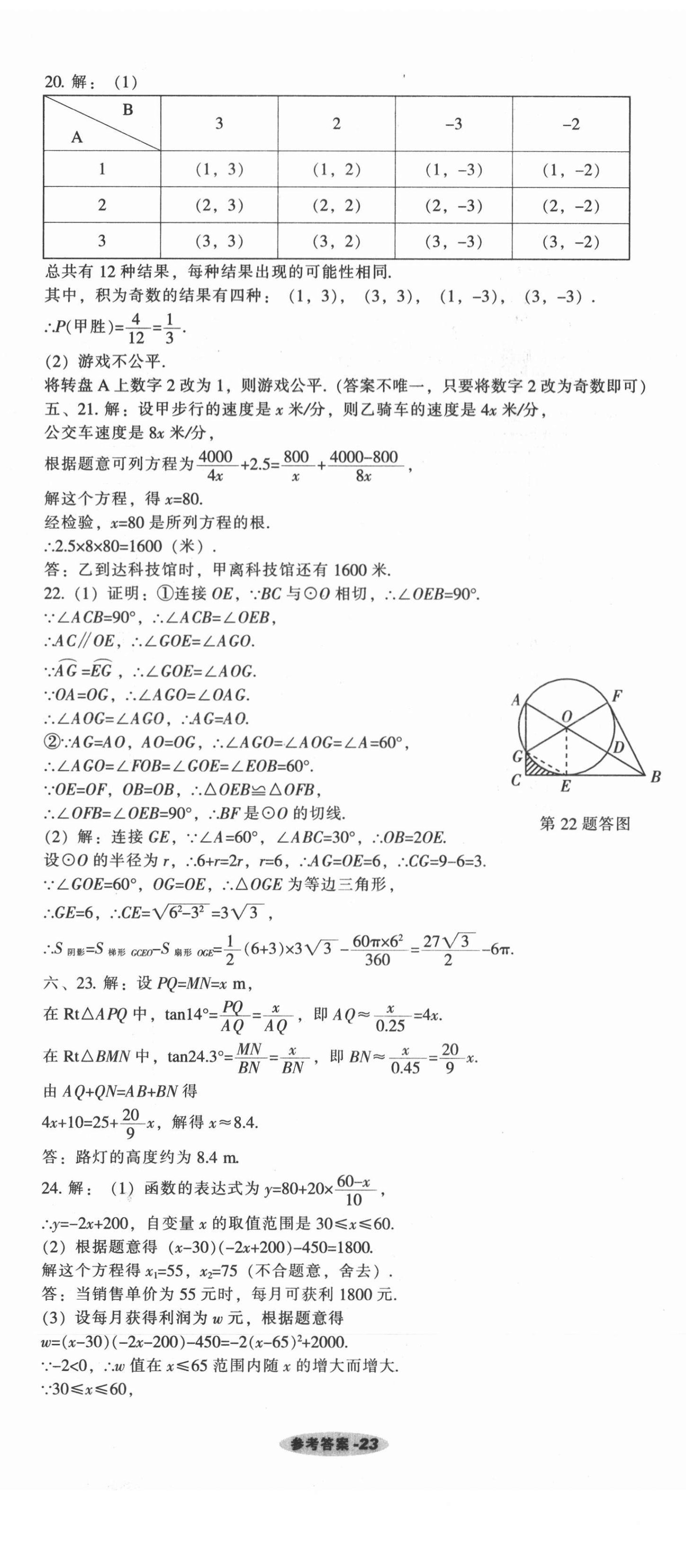 2021年遼寧中考真題匯編數(shù)學(xué) 參考答案第23頁