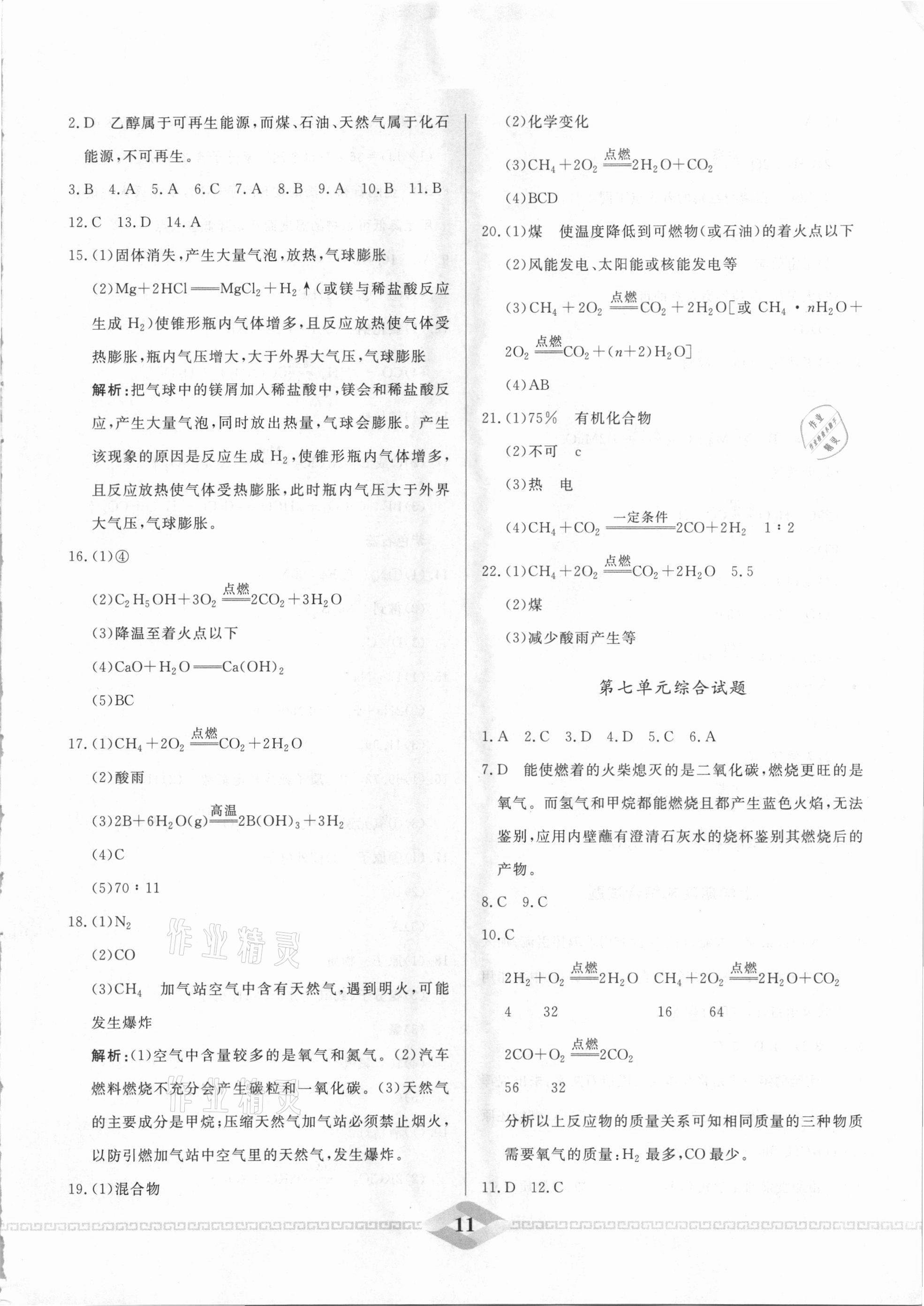 2021年一飞冲天中考专项精品试题分类化学 参考答案第11页