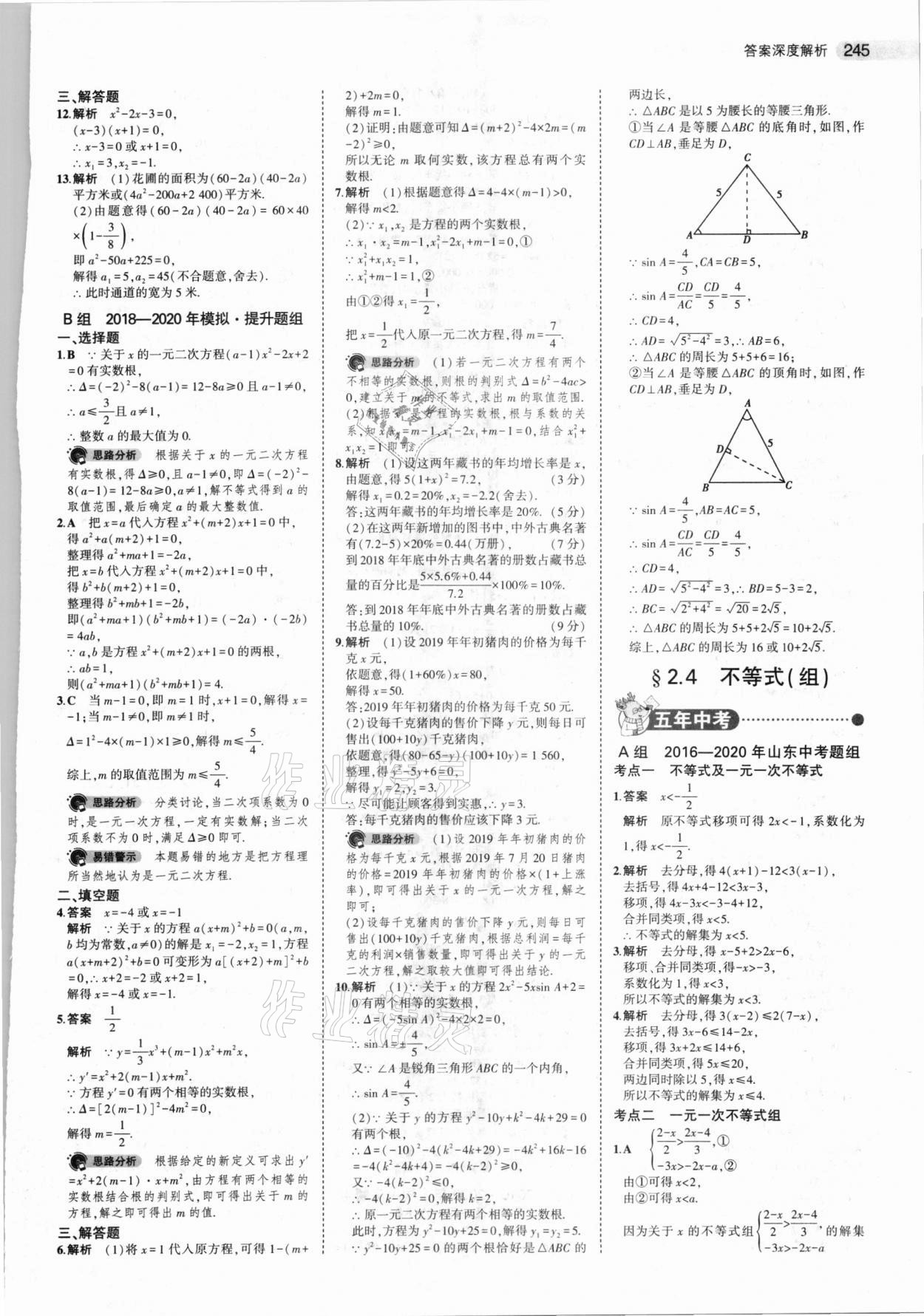 2021年5年中考3年模擬中考數(shù)學(xué)山東專用 參考答案第13頁