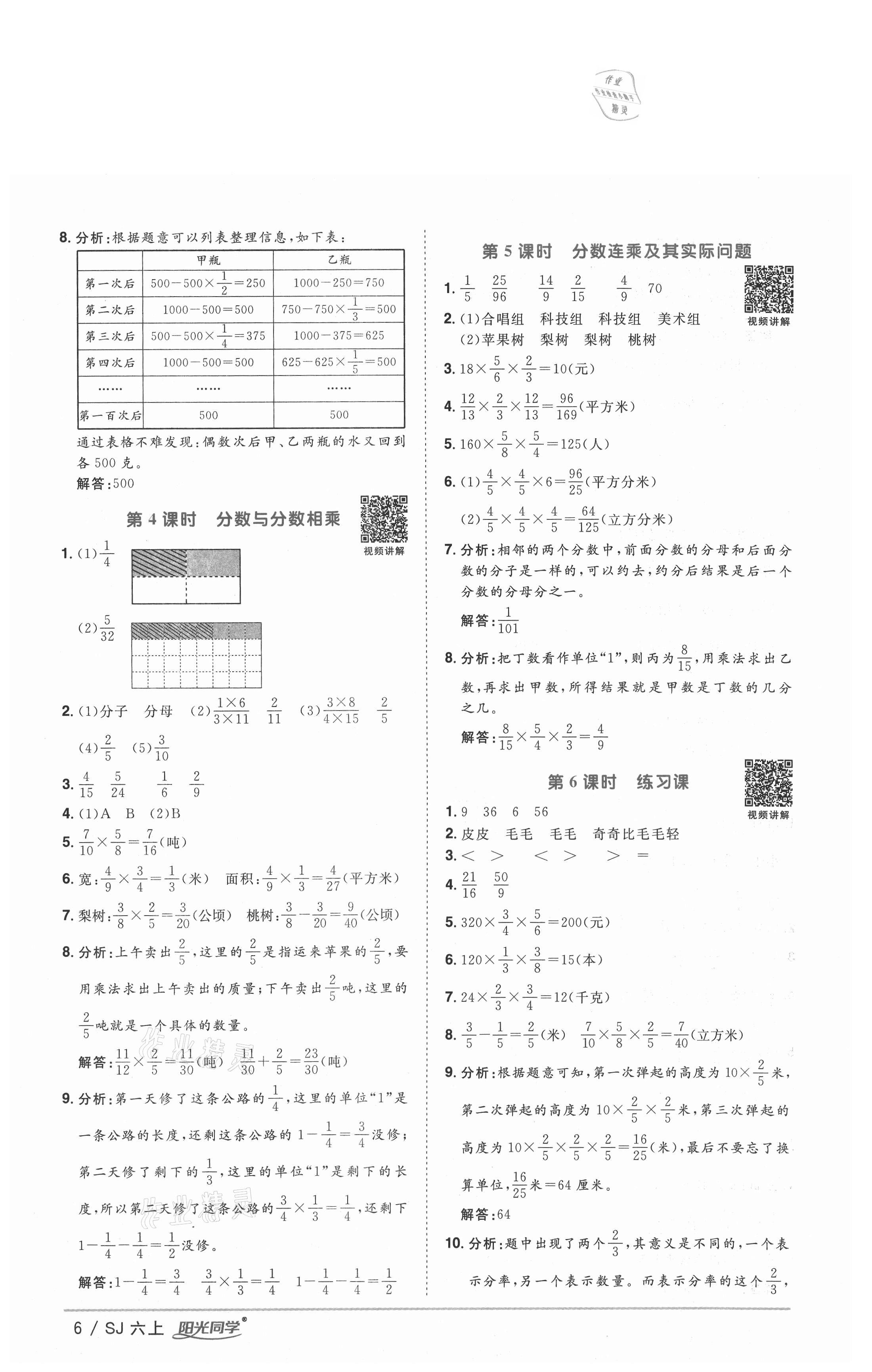 2020年陽(yáng)光同學(xué)課時(shí)優(yōu)化作業(yè)六年級(jí)數(shù)學(xué)上冊(cè)蘇教版徐州專版 參考答案第6頁(yè)