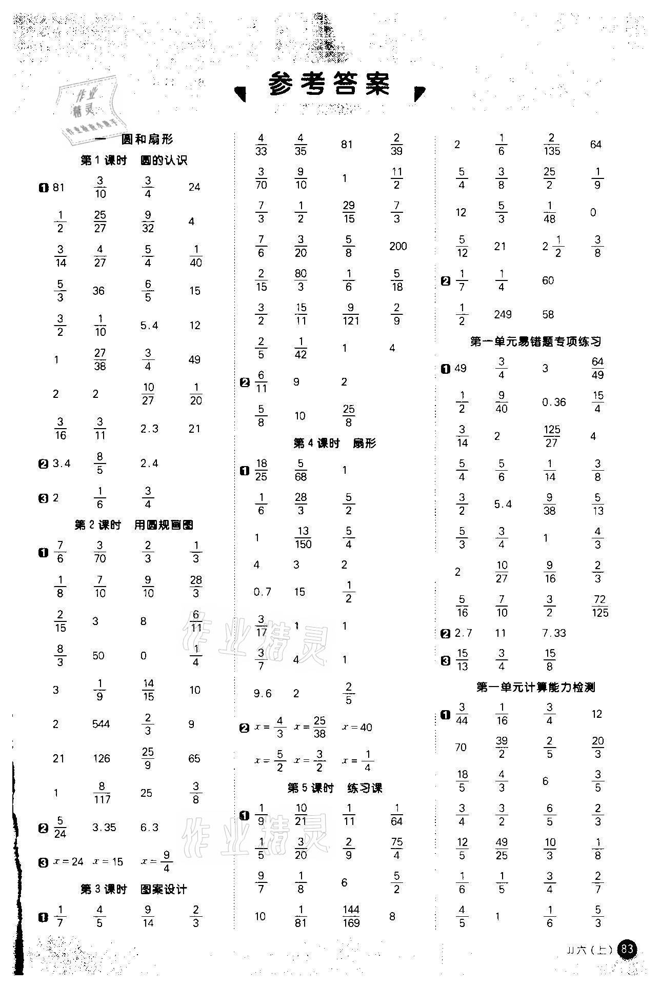 2020年陽(yáng)光同學(xué)計(jì)算小達(dá)人六年級(jí)數(shù)學(xué)上冊(cè)冀教版 第1頁(yè)