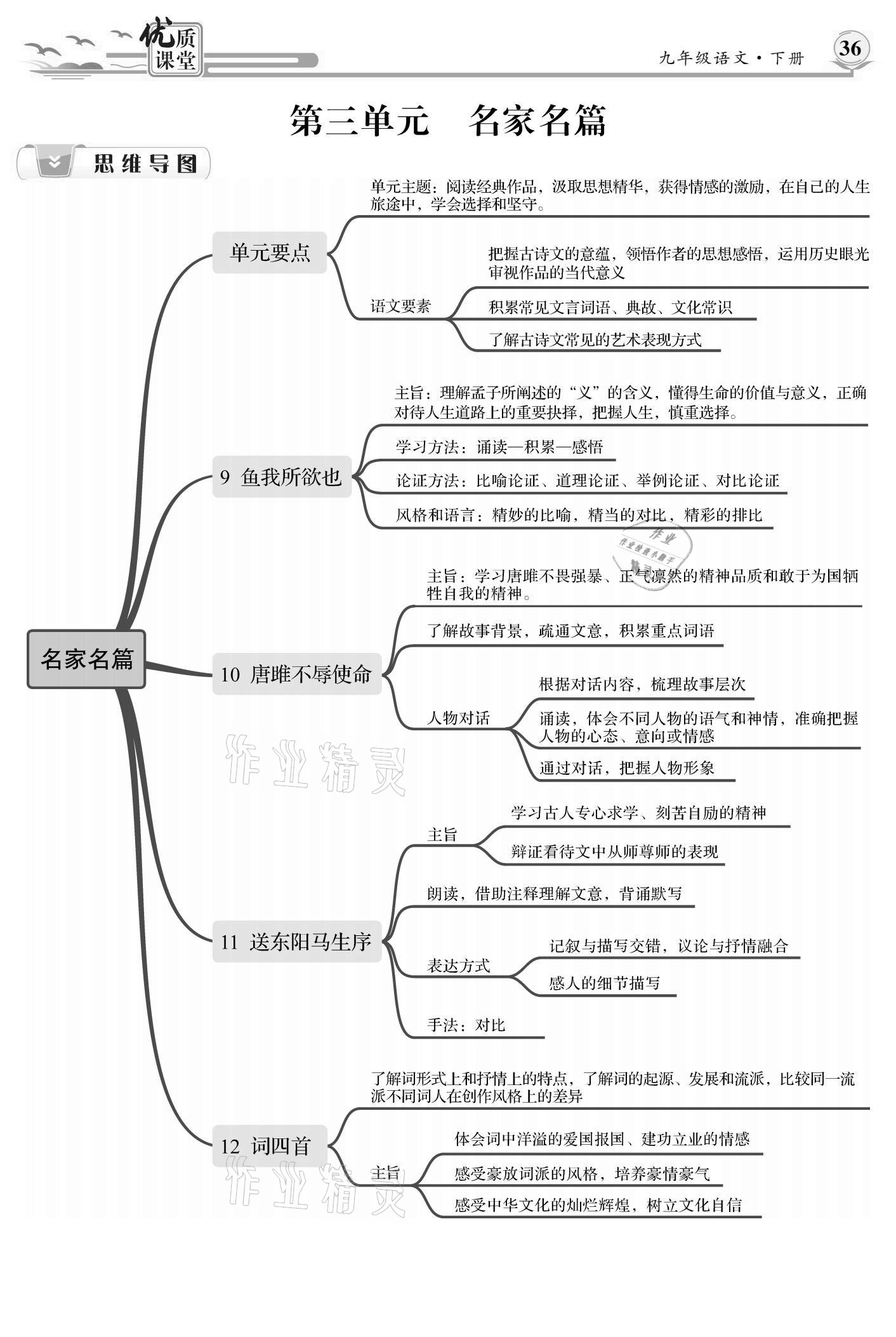 2021年優(yōu)質(zhì)課堂導(dǎo)學(xué)案九年級語文下冊人教版 參考答案第35頁