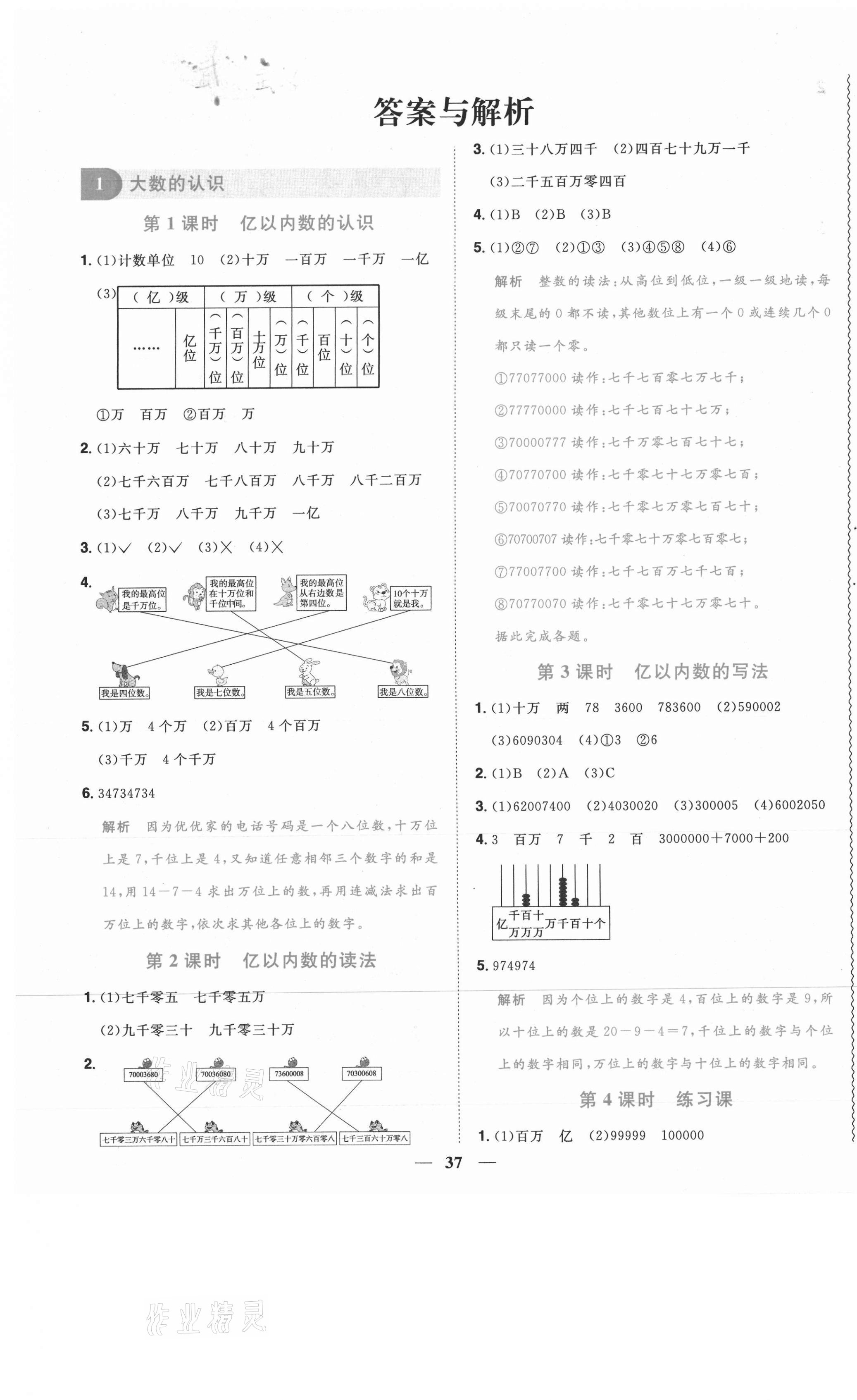 2020年陽(yáng)光同學(xué)課時(shí)優(yōu)化作業(yè)四年級(jí)數(shù)學(xué)上冊(cè)人教版武漢專(zhuān)版 參考答案第1頁(yè)