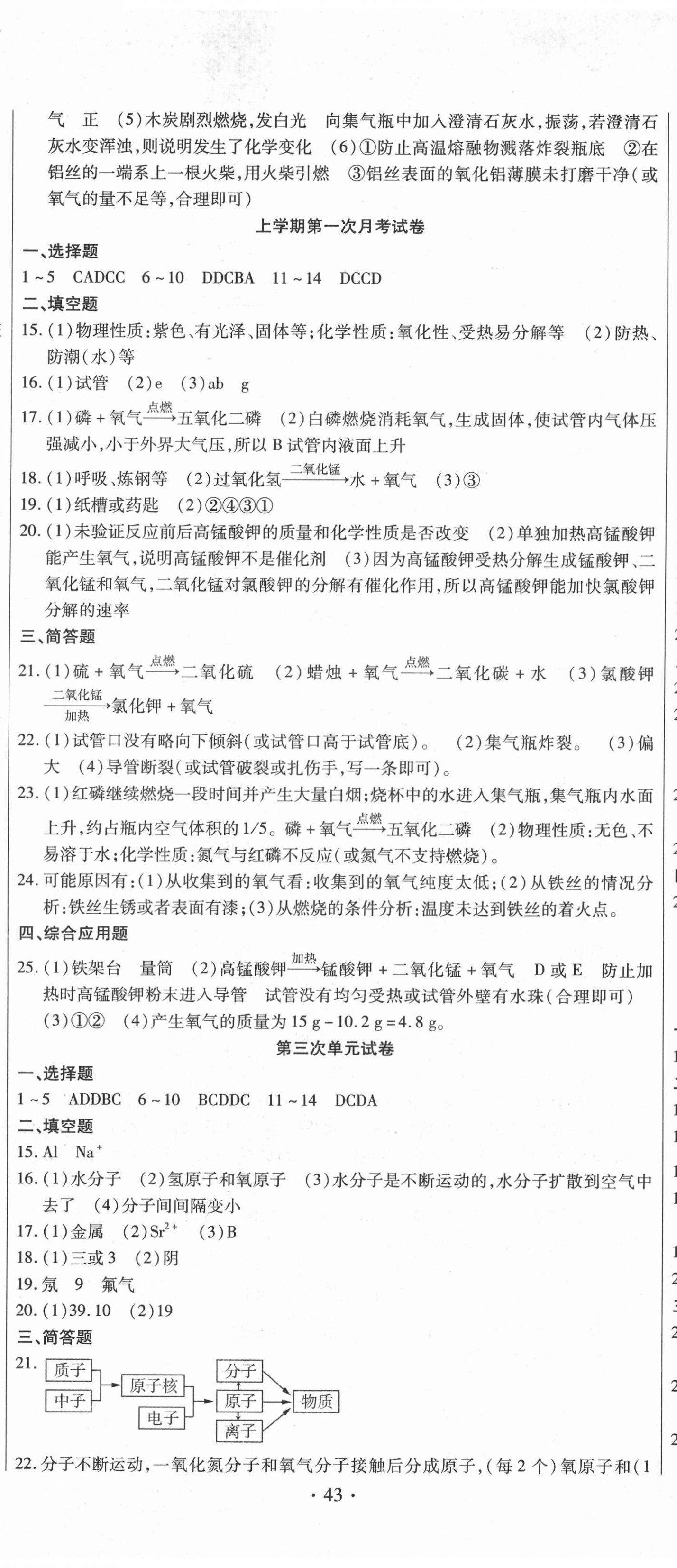 2020年全程測評試卷九年級化學(xué)全一冊人教版 參考答案第2頁