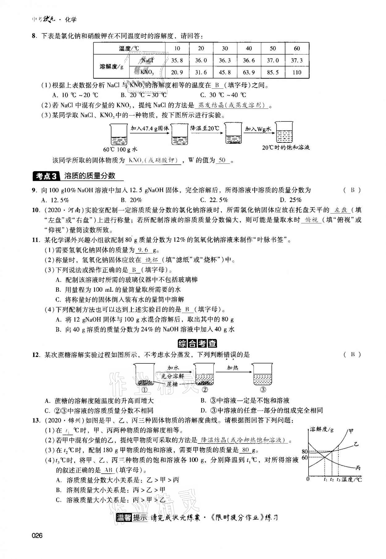 2021年中考狀元化學(xué) 參考答案第26頁