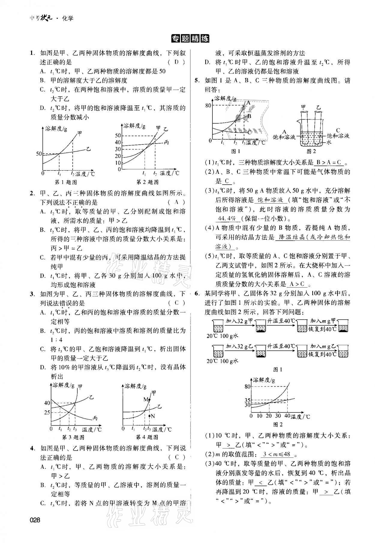 2021年中考狀元化學(xué) 參考答案第28頁(yè)