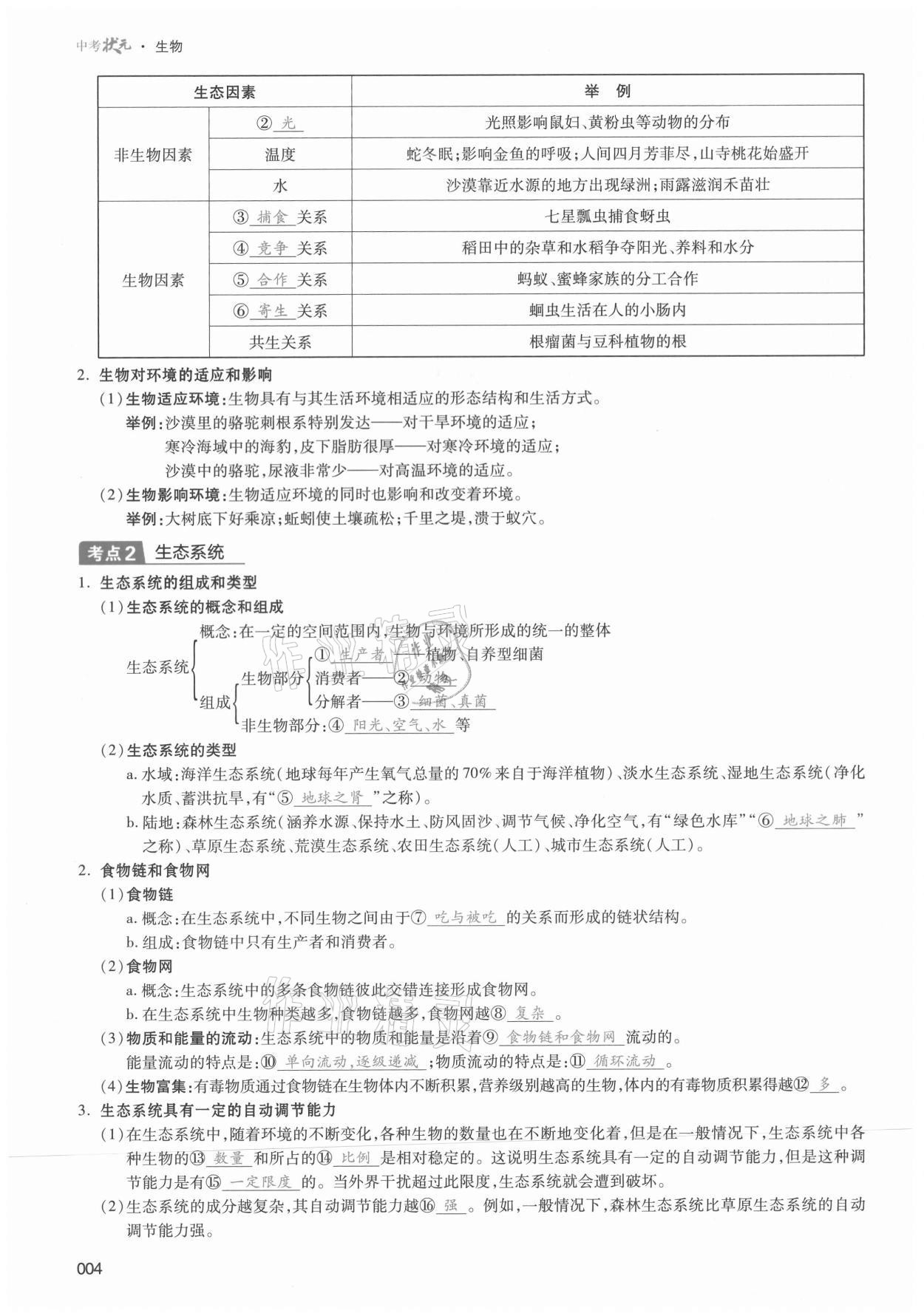 2021年中考狀元生物 第4頁