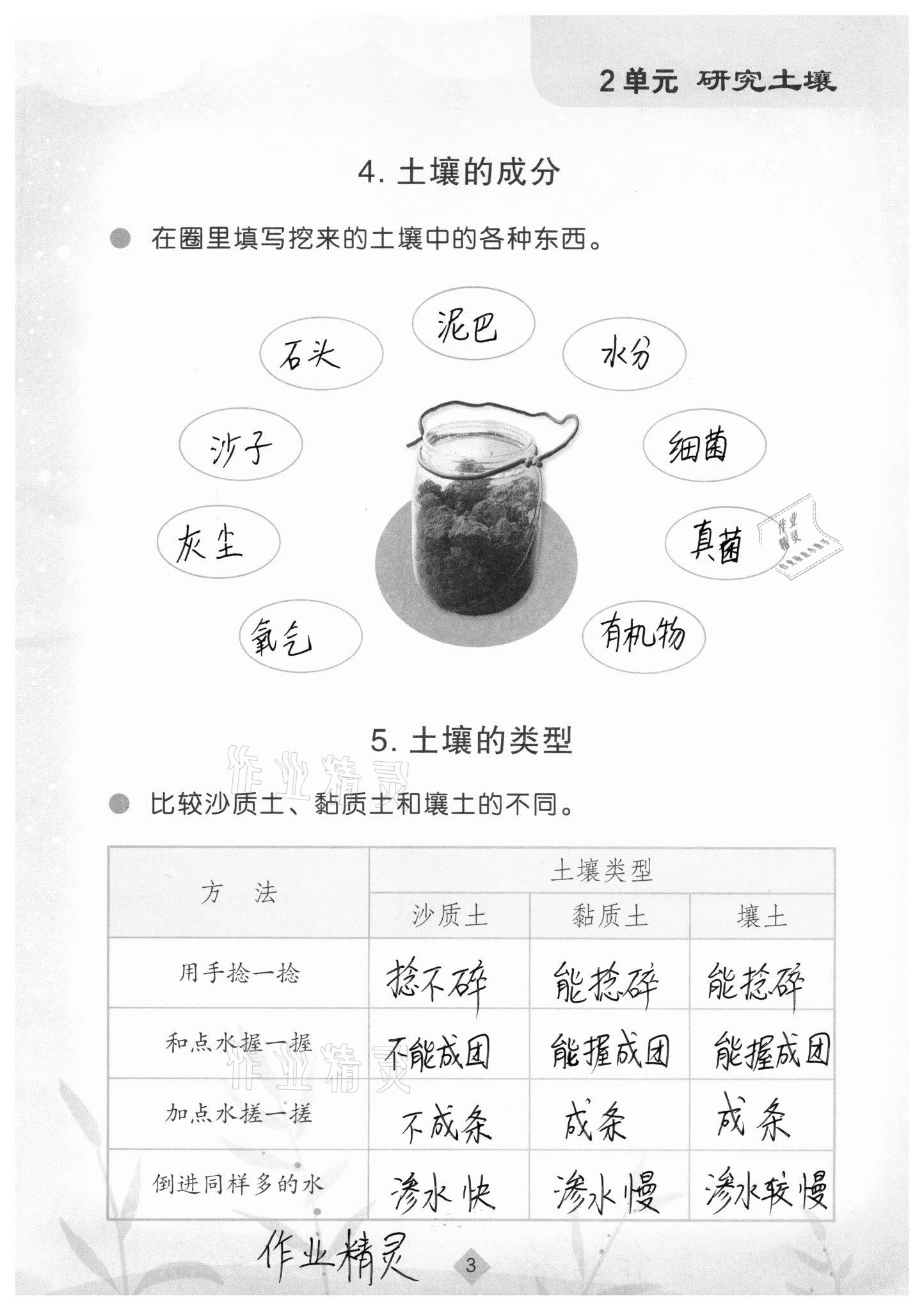 2020年學生活動手冊三年級科學上冊蘇教版江蘇鳳凰教育出版社 參考答案第3頁
