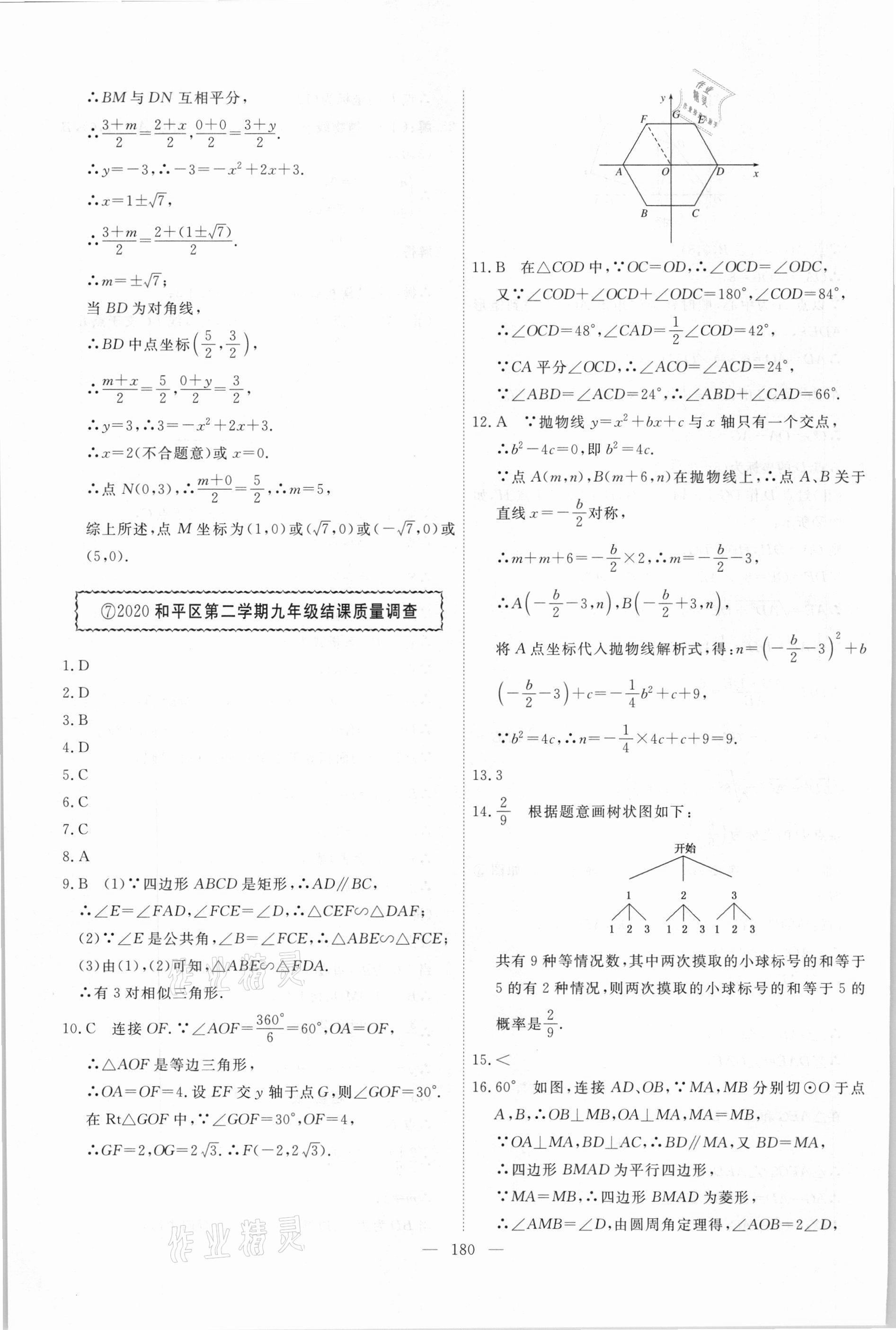 2021年一飞冲天中考模拟试题汇编数学 参考答案第20页