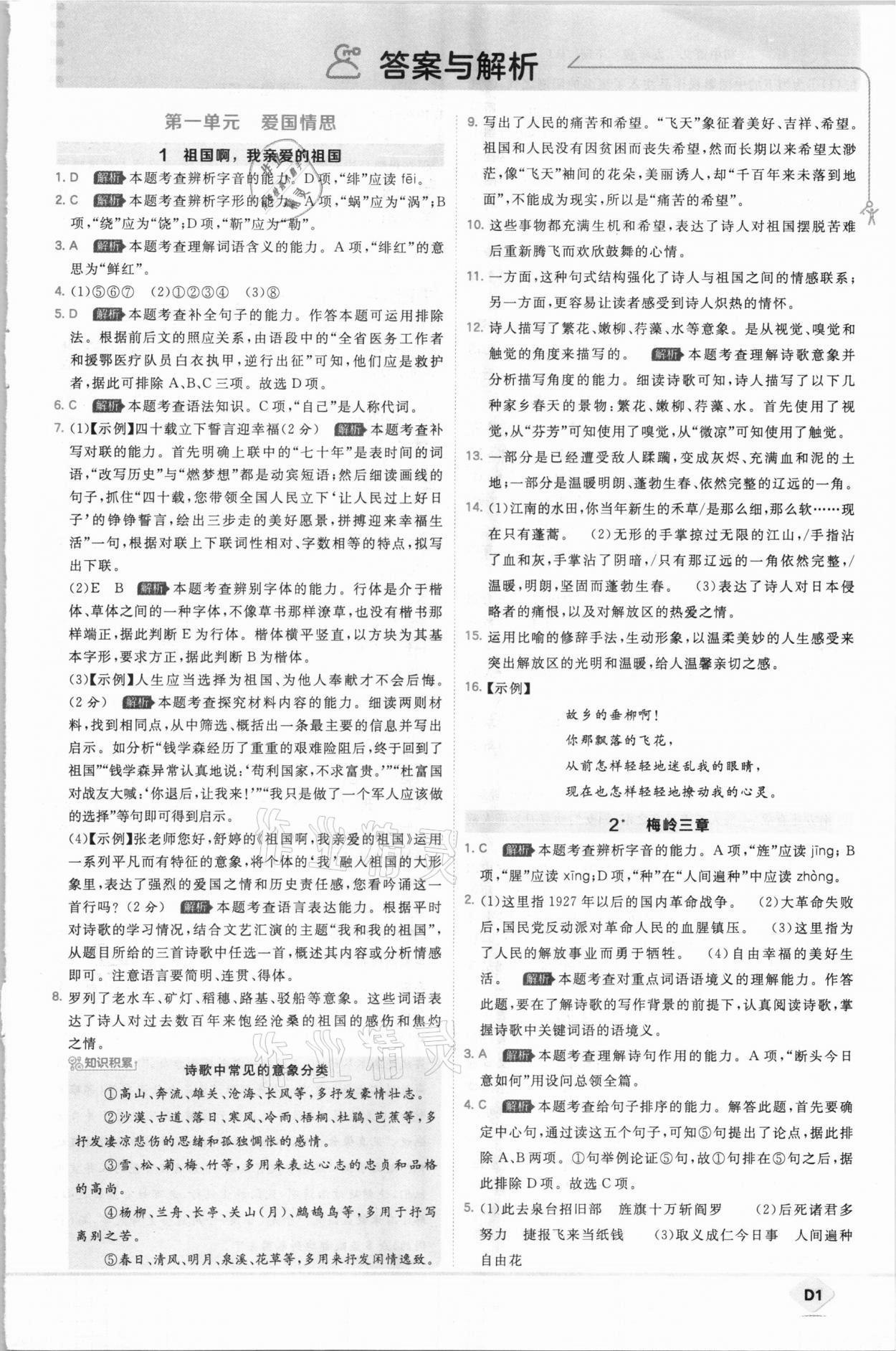 2021年少年班九年級(jí)語(yǔ)文下冊(cè)人教版 參考答案第1頁(yè)