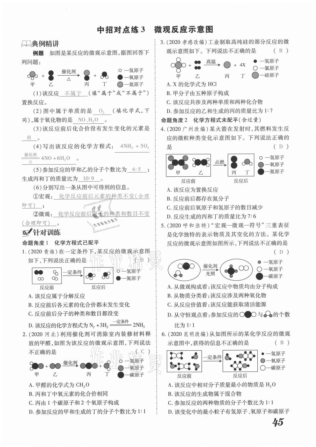 2021年領(lǐng)跑中考化學(xué)河南專版 參考答案第45頁