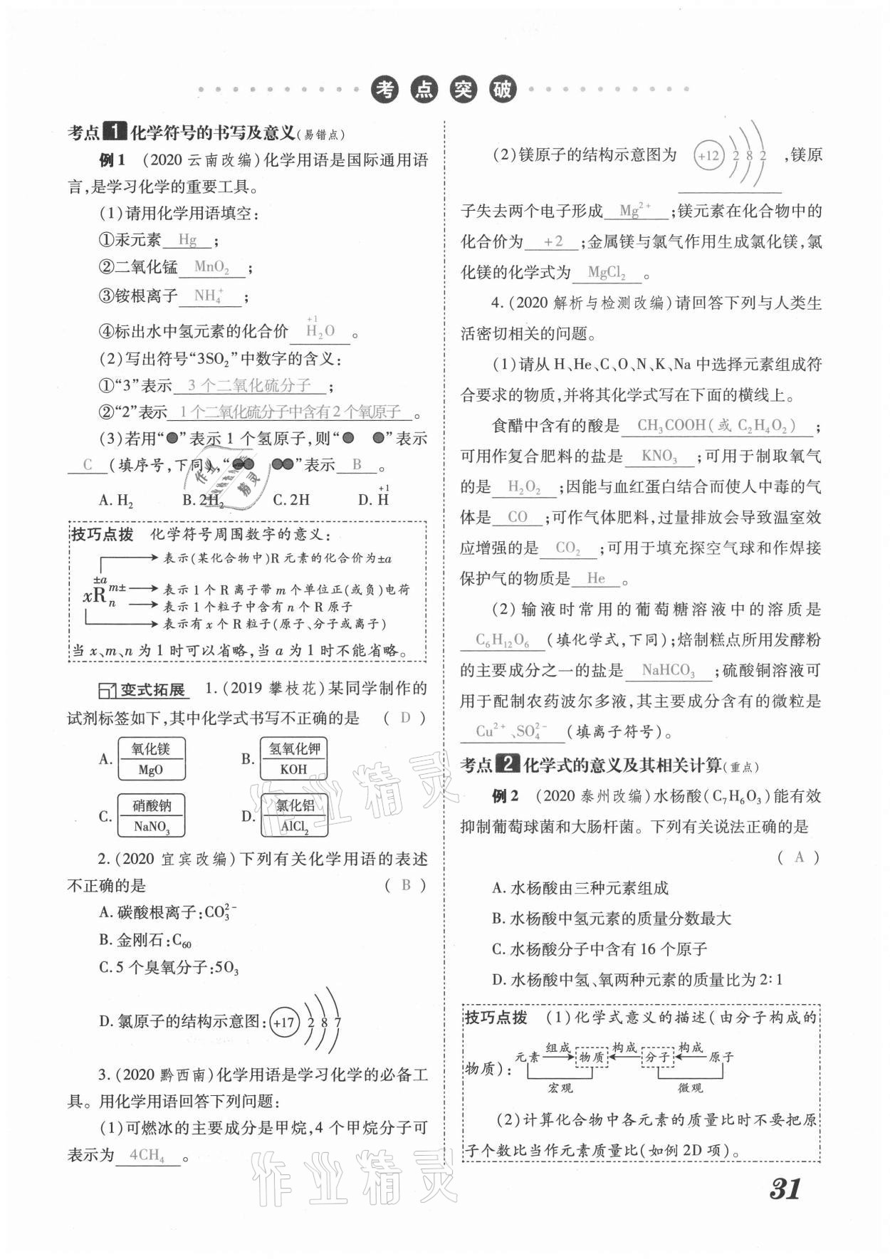 2021年領(lǐng)跑中考化學(xué)河南專(zhuān)版 參考答案第31頁(yè)