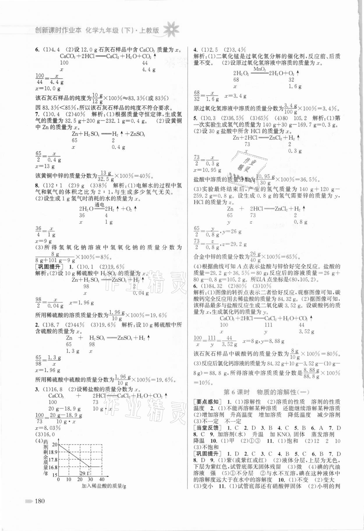 2021年創(chuàng)新課時作業(yè)本九年級化學(xué)下冊上教版 參考答案第2頁