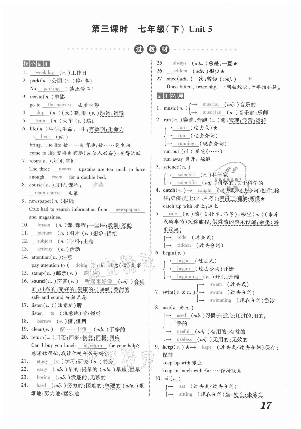 2021年領(lǐng)跑中考英語河南專版 參考答案第17頁