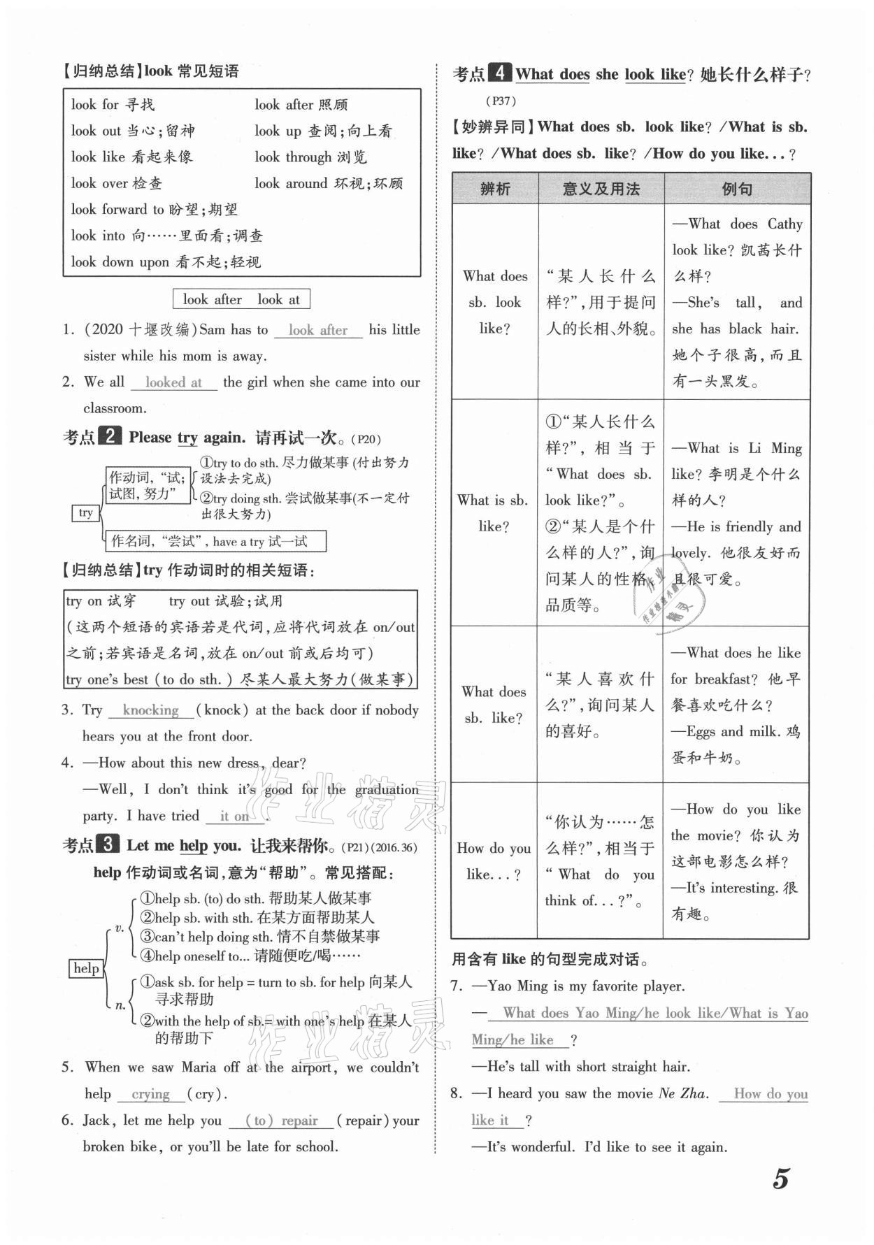 2021年領(lǐng)跑中考英語(yǔ)河南專版 參考答案第5頁(yè)