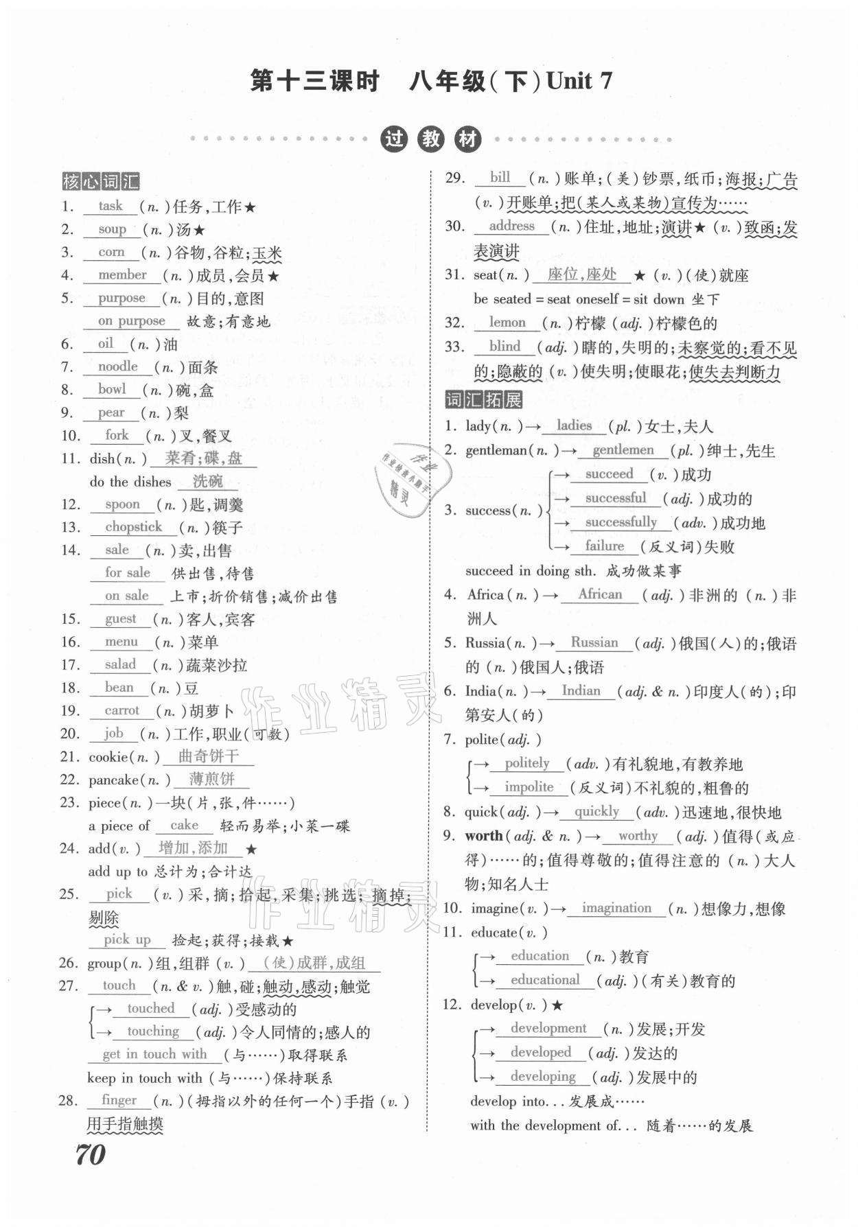 2021年领跑中考英语河南专版 参考答案第70页