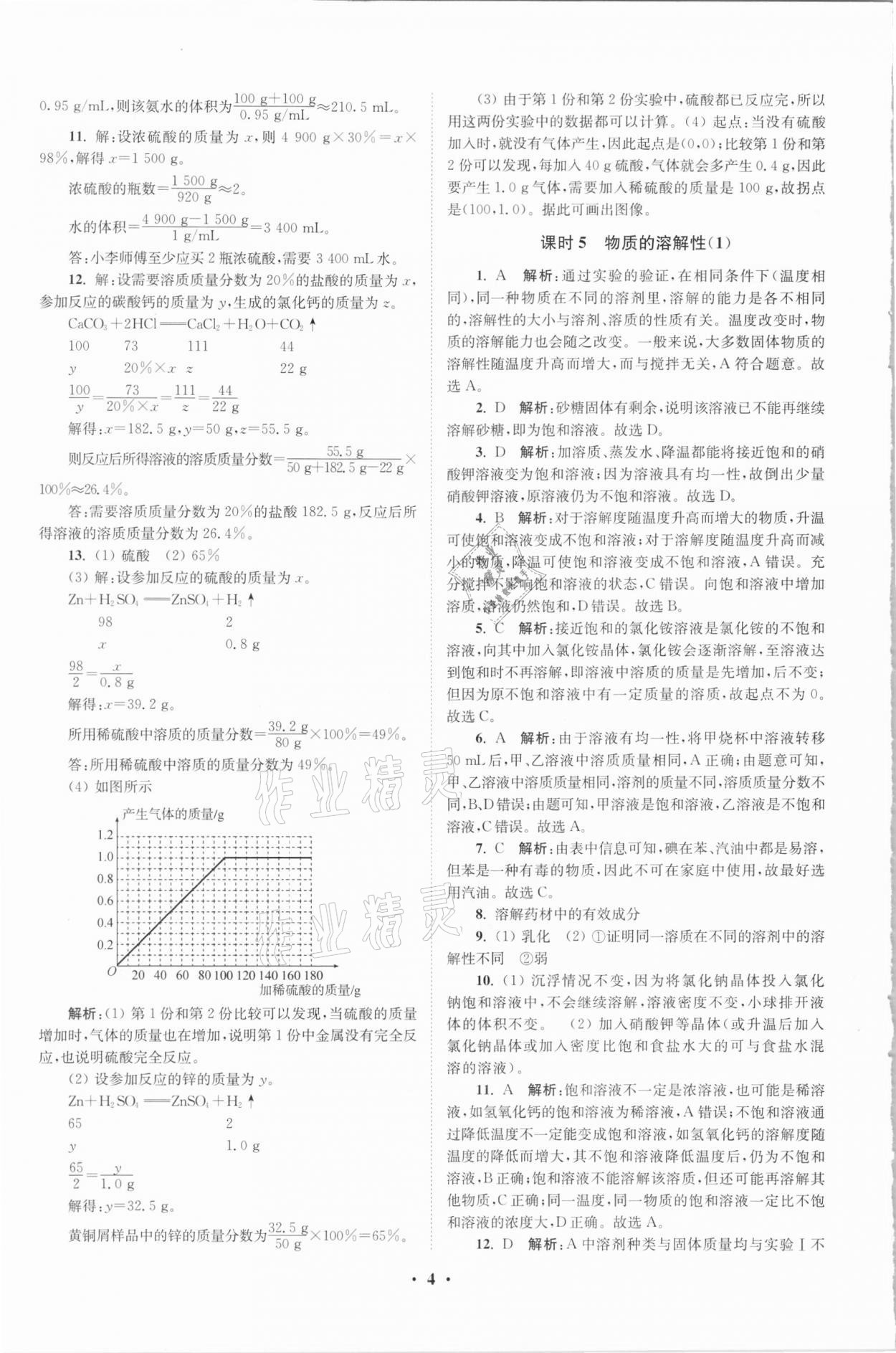 2021年初中化學(xué)小題狂做九年級(jí)下冊(cè)滬教版提優(yōu)版 參考答案第4頁