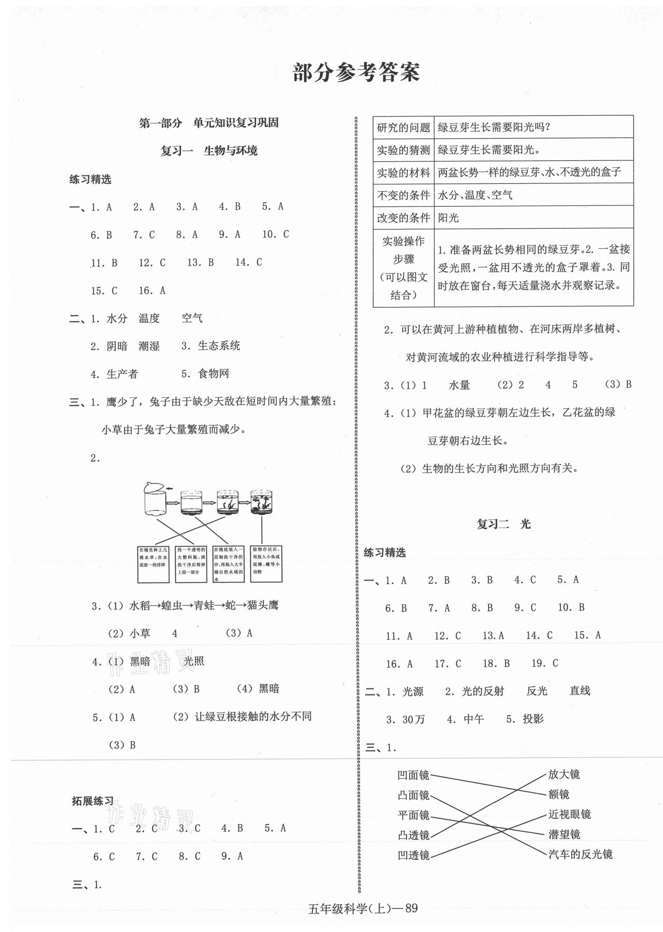 2020年小學期末加油站五年級科學上冊教科版 第1頁