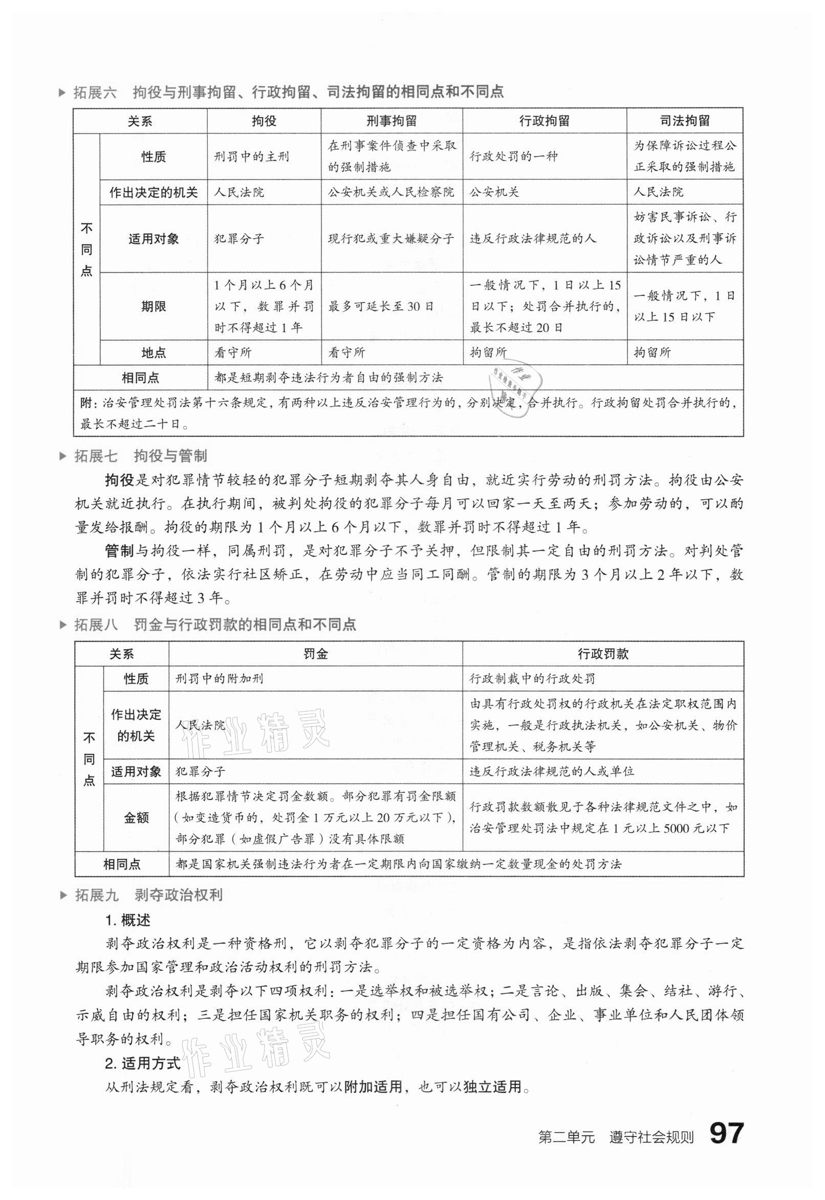 2021年滚动迁移中考总复习道德与法治山西专版 参考答案第105页