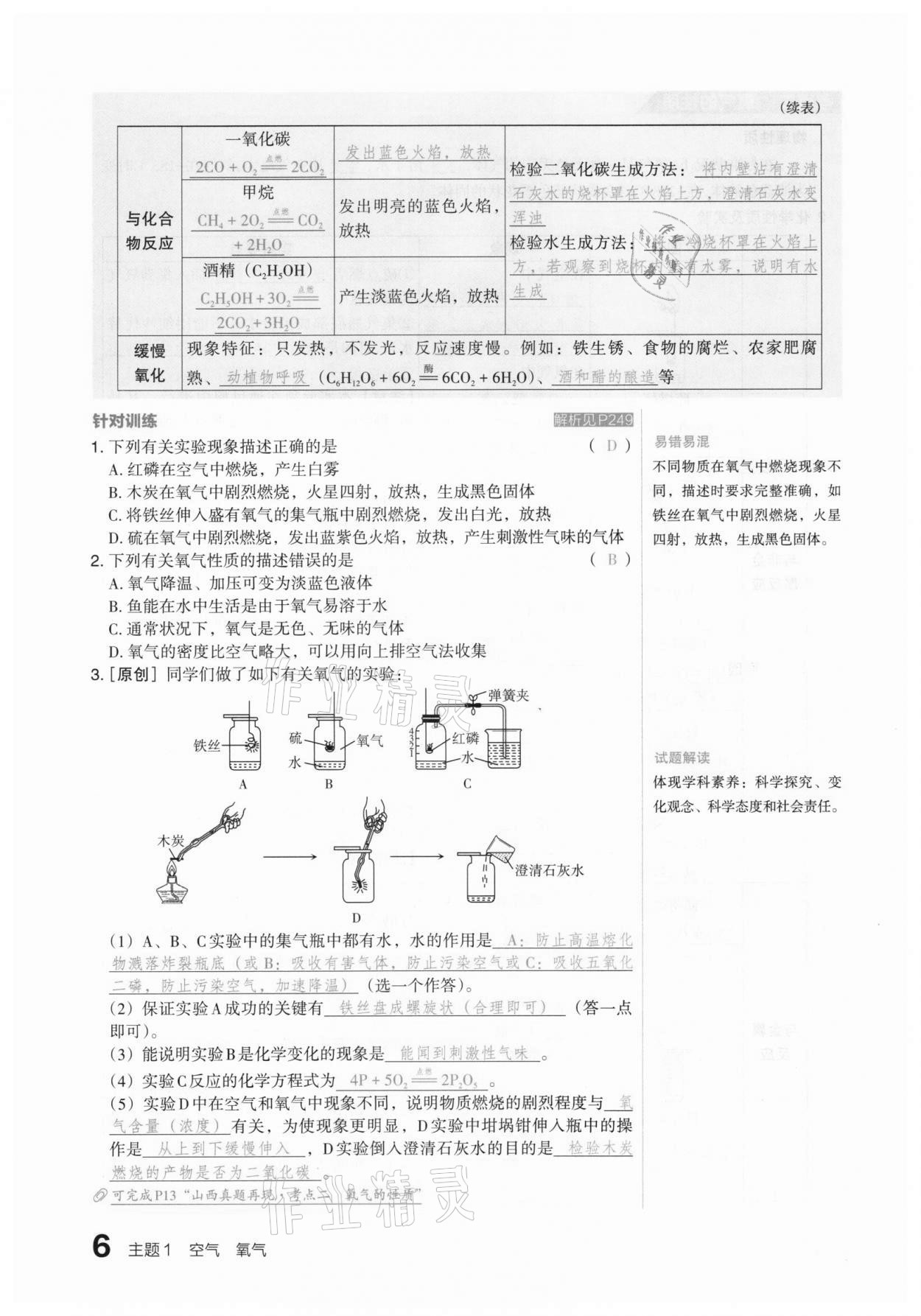 2021年滾動(dòng)遷移中考總復(fù)習(xí)化學(xué)山西專版 參考答案第6頁