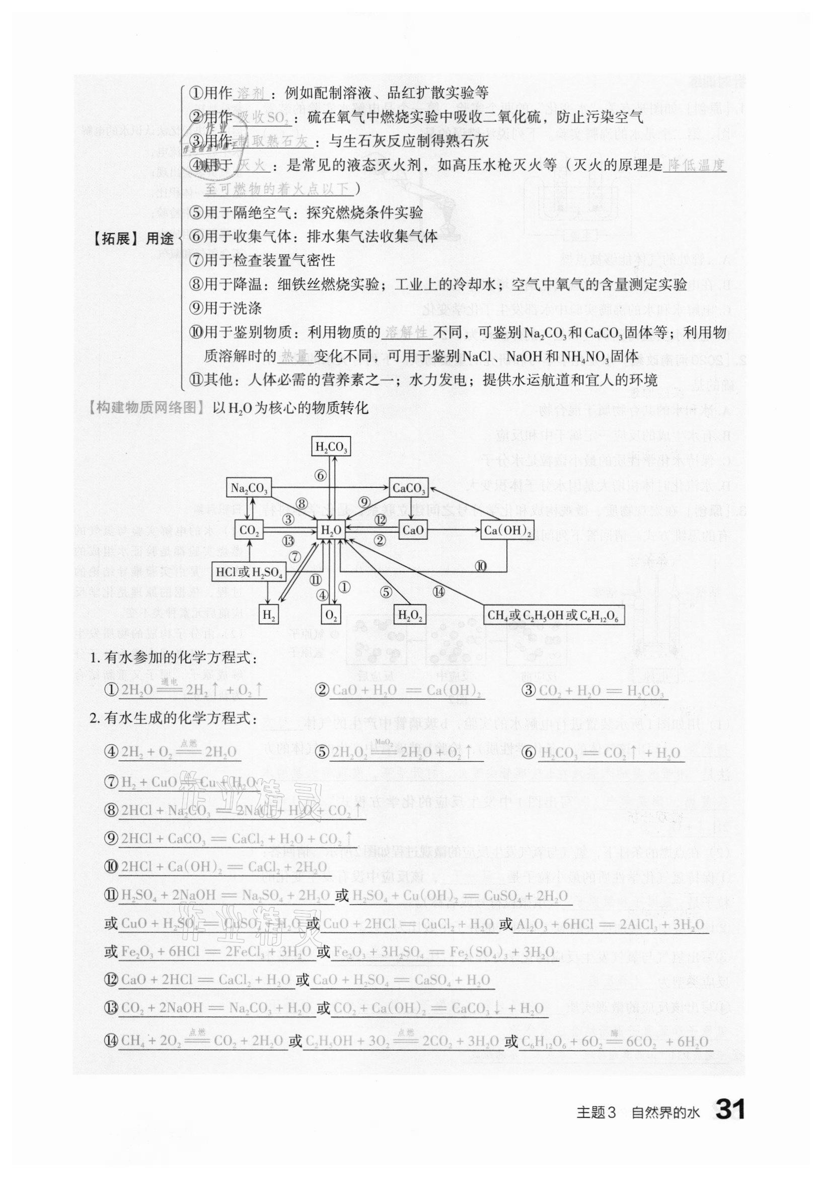 2021年滾動遷移中考總復習化學山西專版 參考答案第31頁