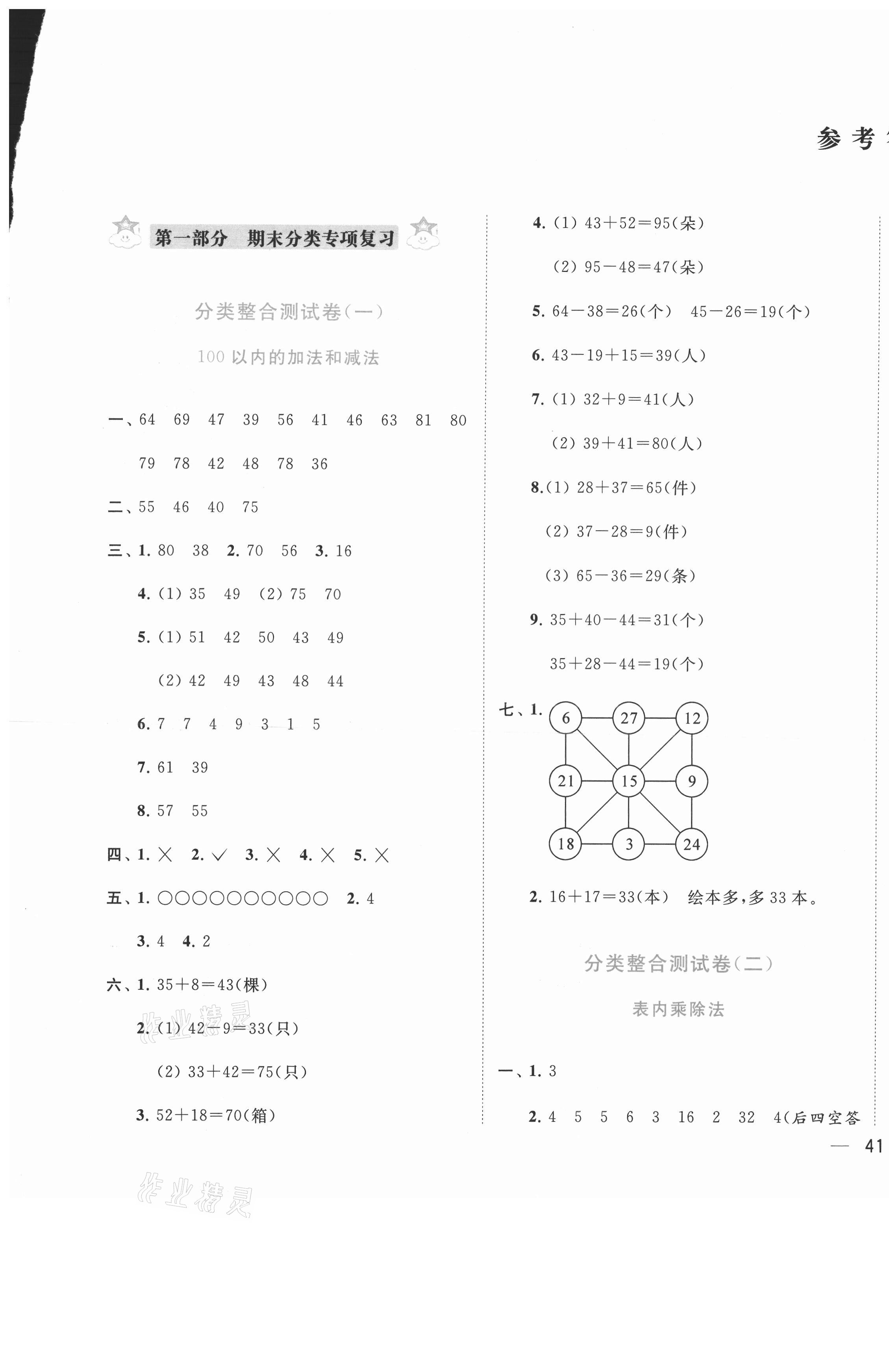 2020年小天才期末復習與13市試卷優選二年級數學上冊蘇教版 第1頁