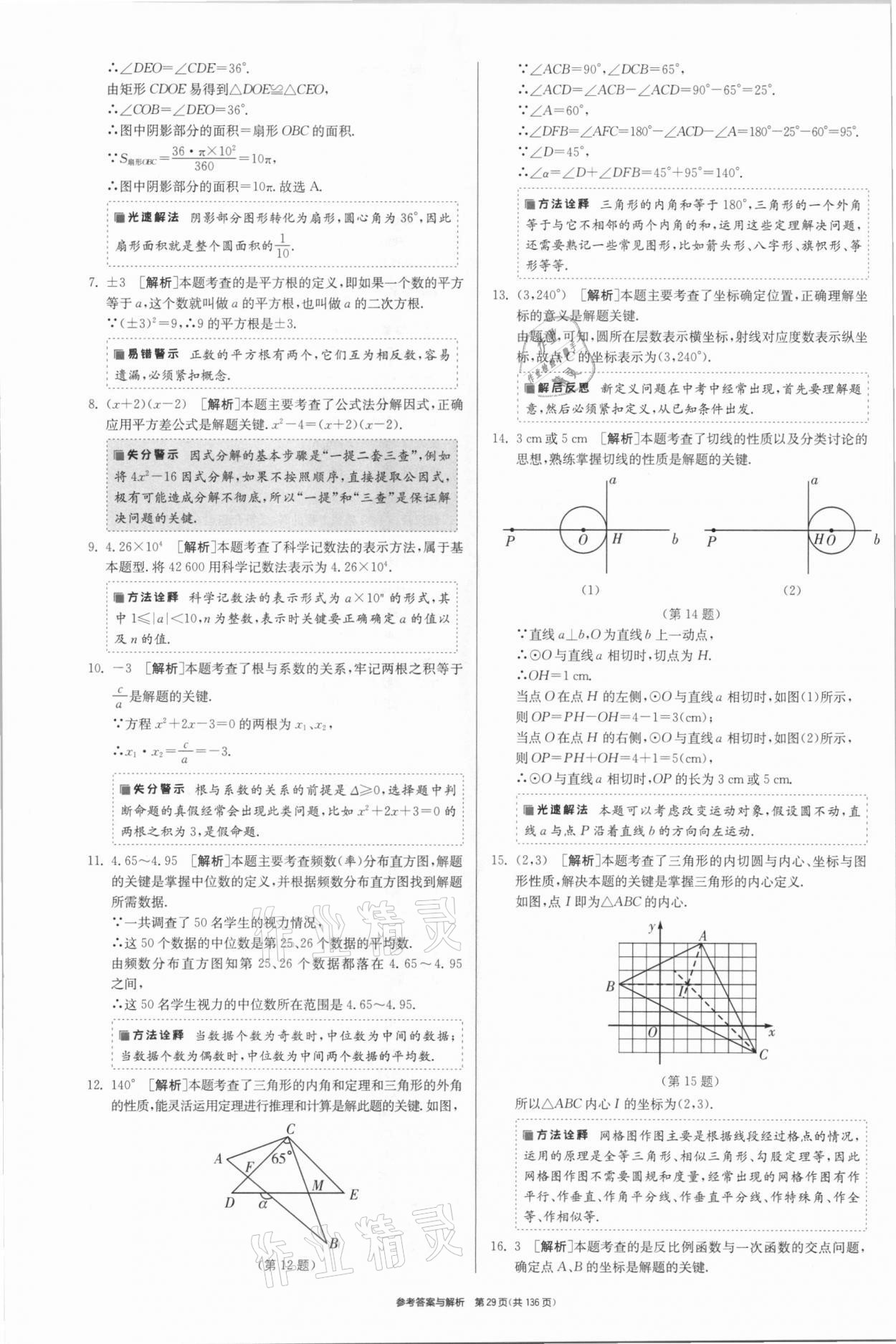 2021年春雨教育考必勝江蘇13大市中考試卷精選數(shù)學(xué) 參考答案第29頁(yè)