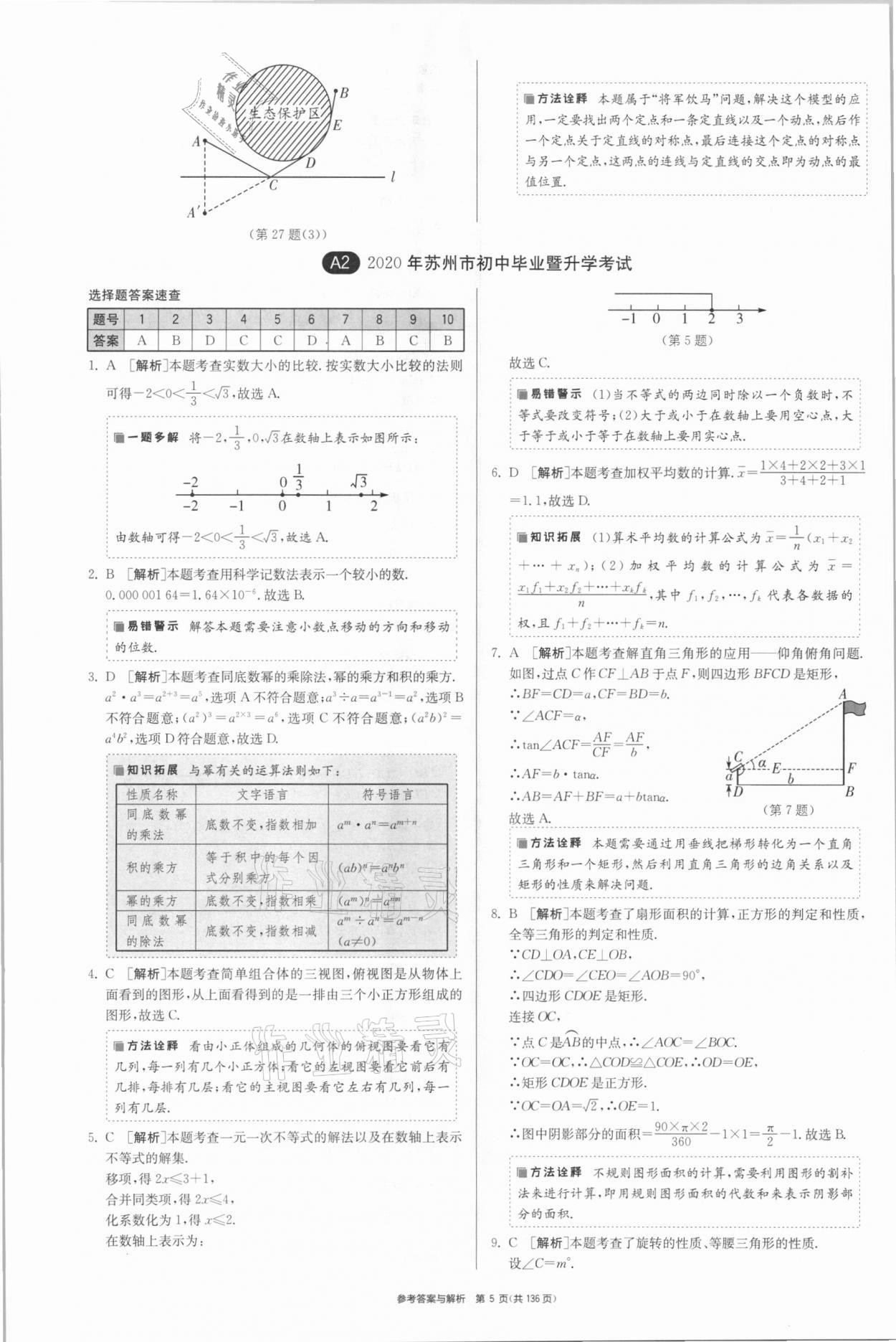 2021年春雨教育考必勝江蘇13大市中考試卷精選數(shù)學(xué) 參考答案第5頁(yè)