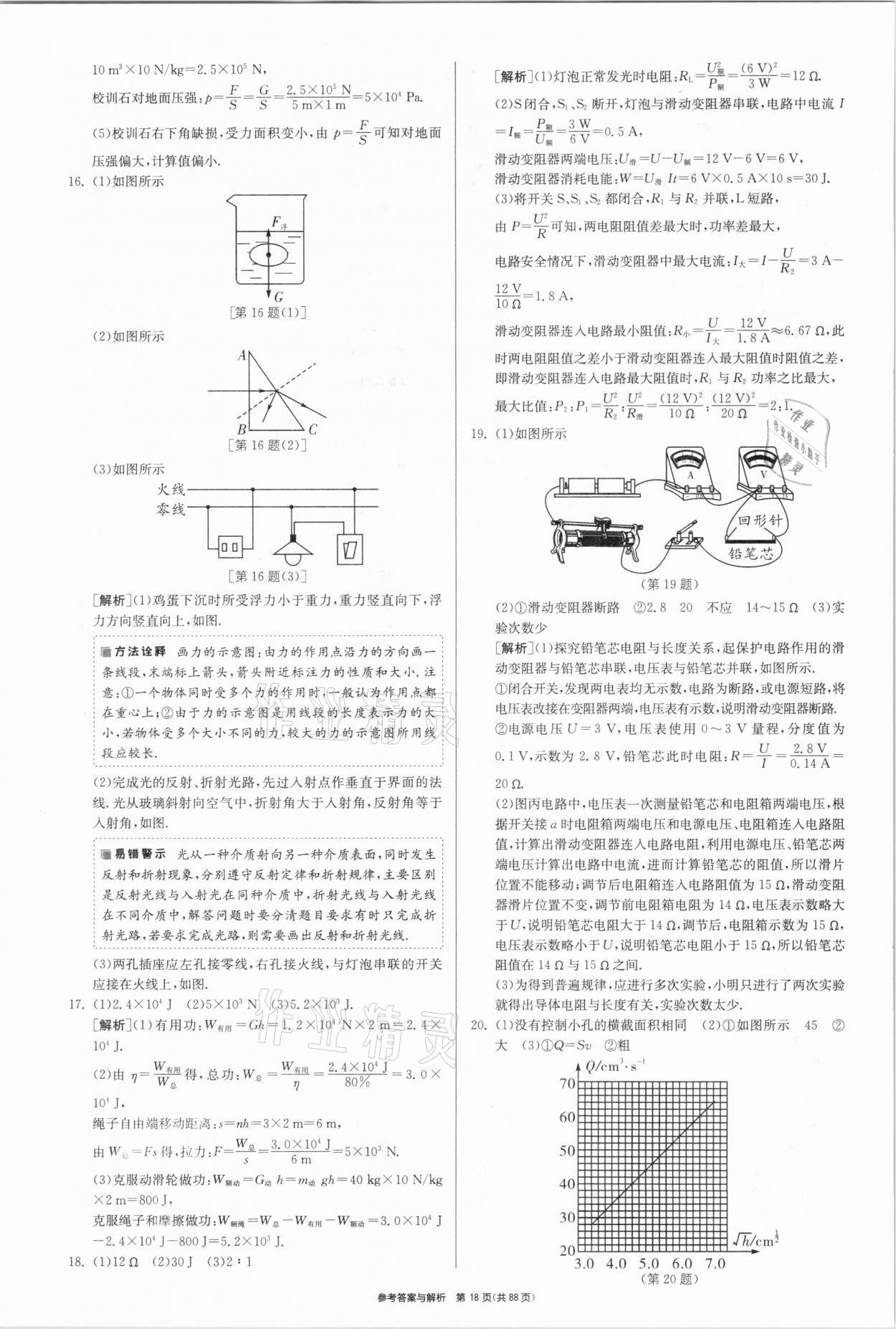 2021年春雨教育考必勝江蘇13大市中考試卷精選物理 參考答案第18頁