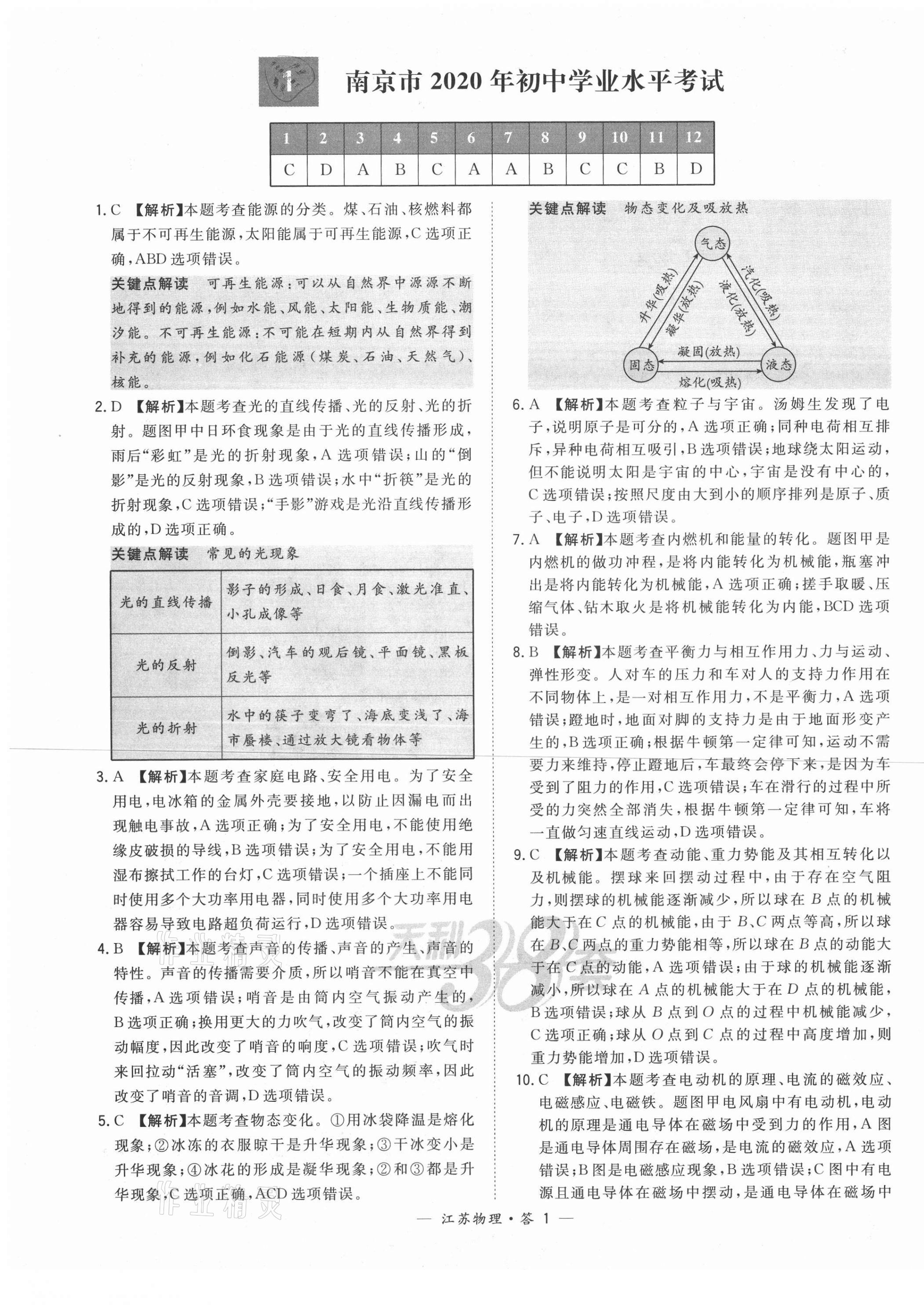 2021年天利38套中考试题精选物理人教版江苏专版 第1页