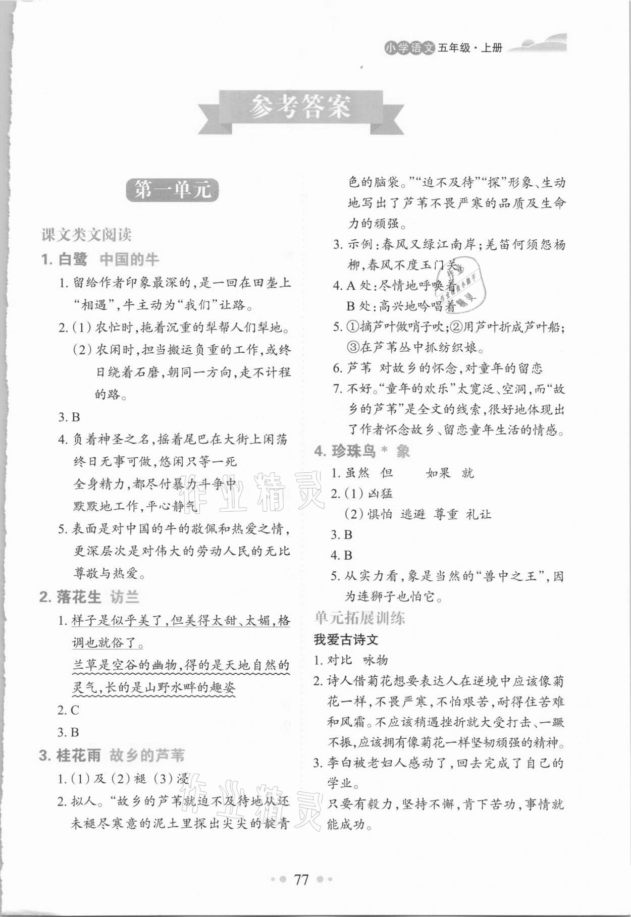 2020年同步拓展閱讀小學語文五年級上冊統(tǒng)編版 第1頁