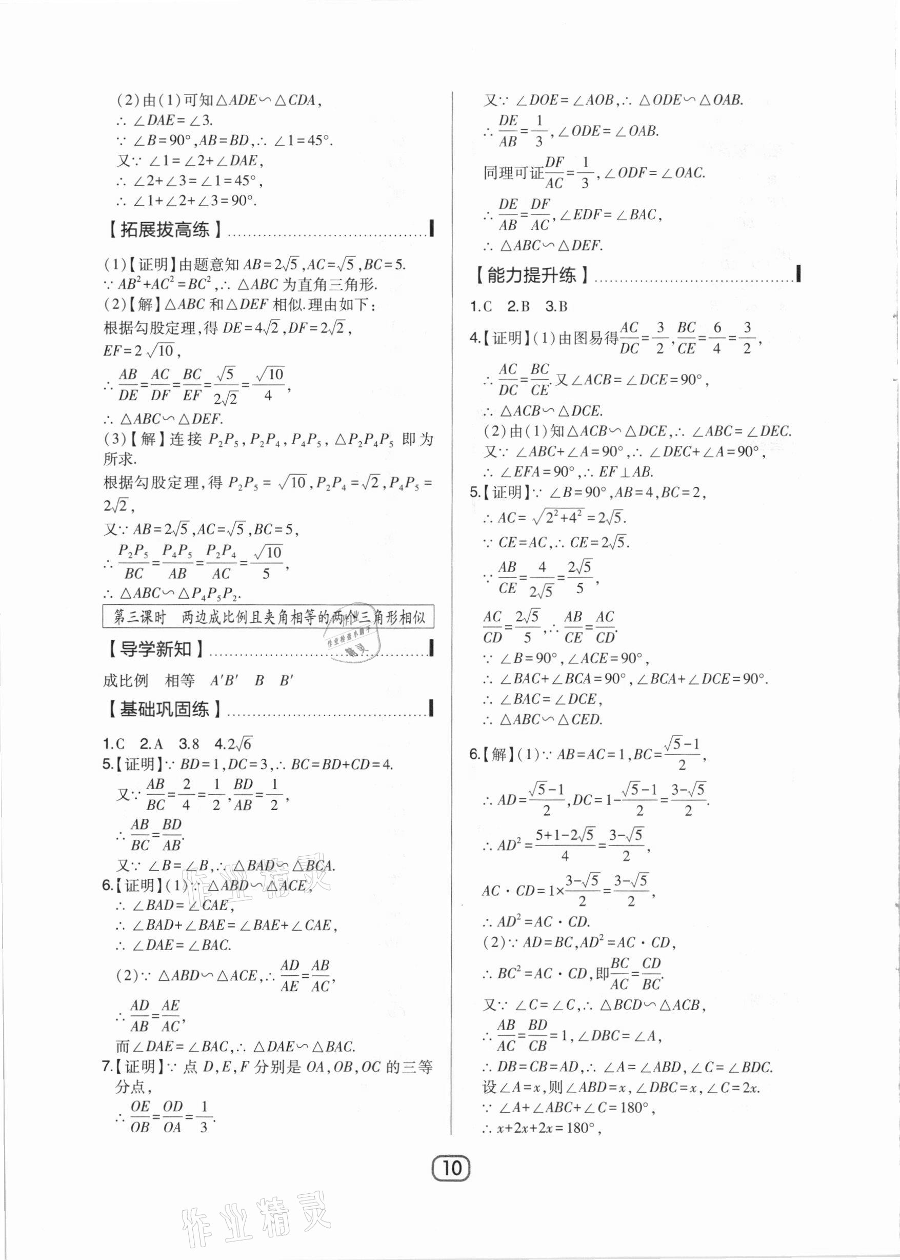 2021年北大绿卡九年级数学下册人教版 参考答案第10页