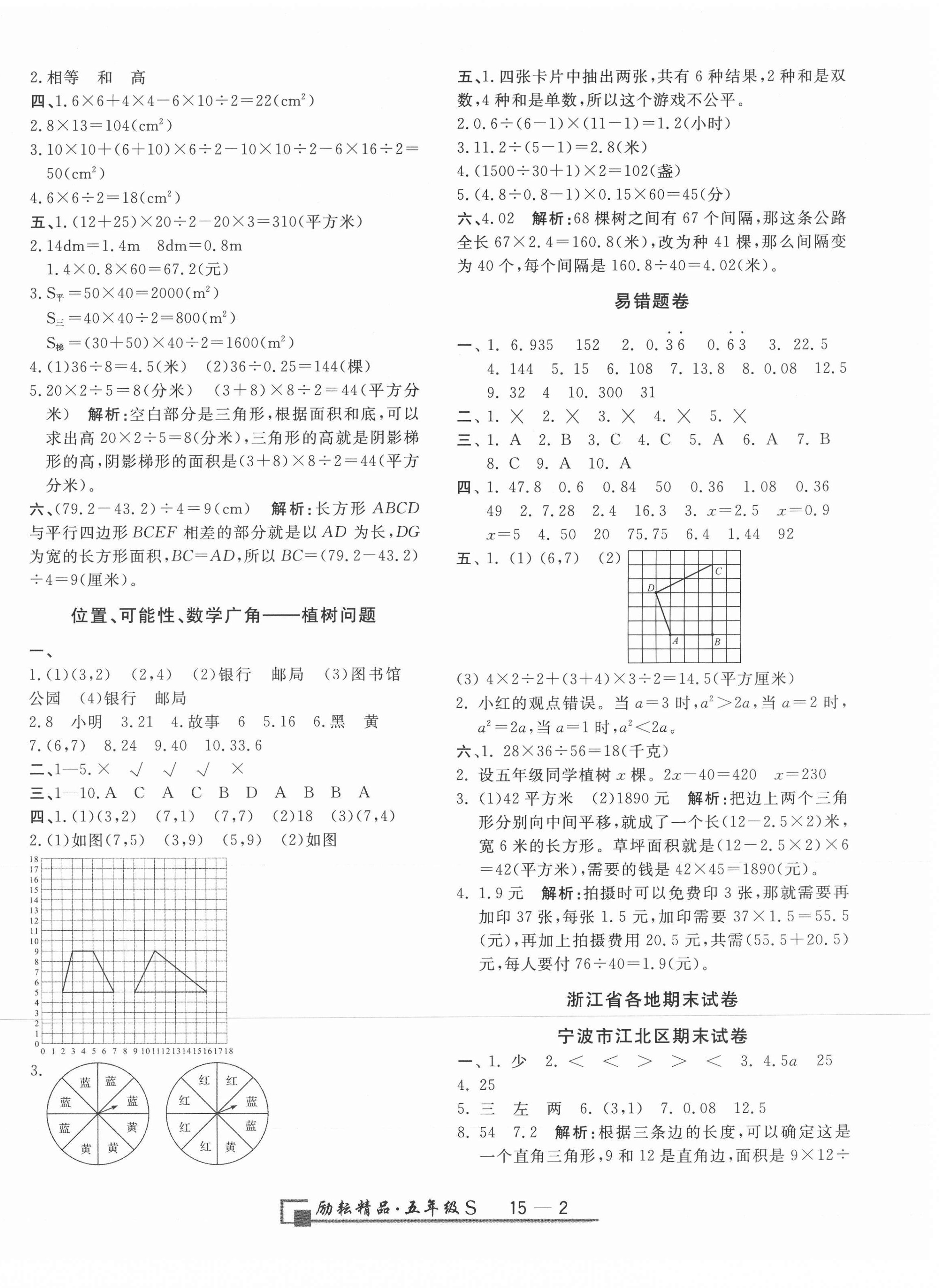 2020年励耘书业浙江期末五年级数学上册人教版 第2页