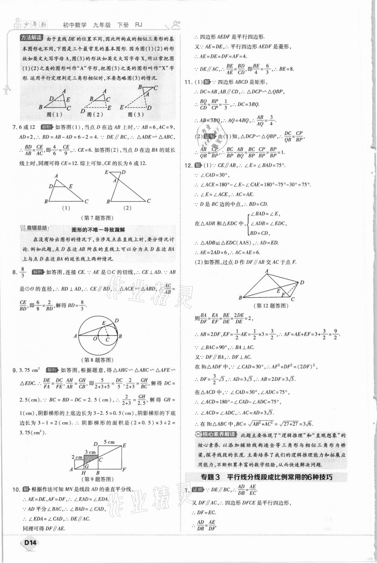 2021年少年班九年級(jí)數(shù)學(xué)下冊(cè)人教版 參考答案第14頁