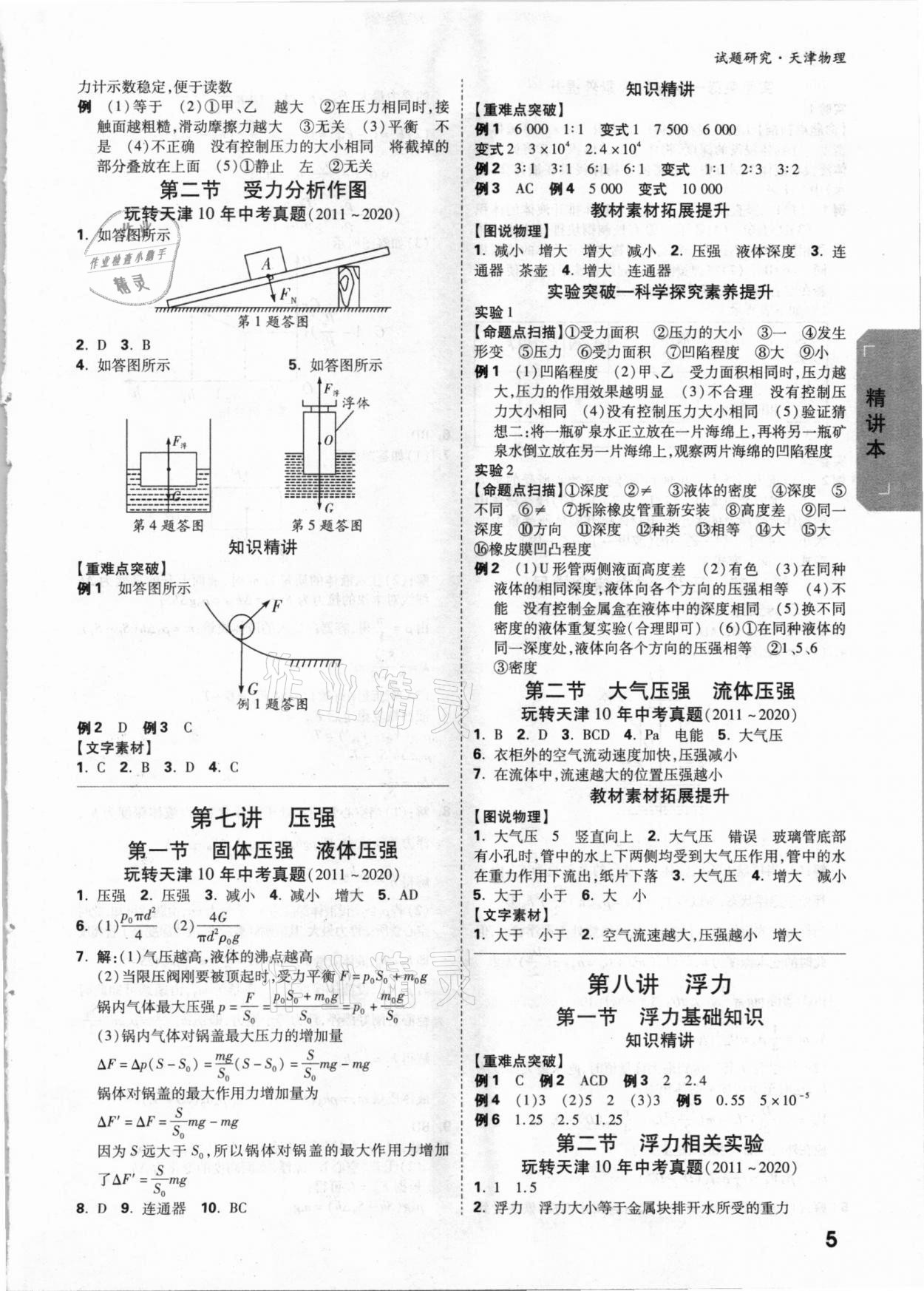 2021年万唯中考试题研究物理天津专版 参考答案第4页