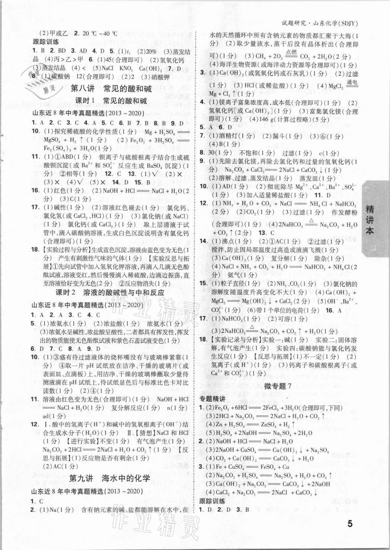 2021年萬唯中考試題研究化學魯教版山東專用 參考答案第4頁