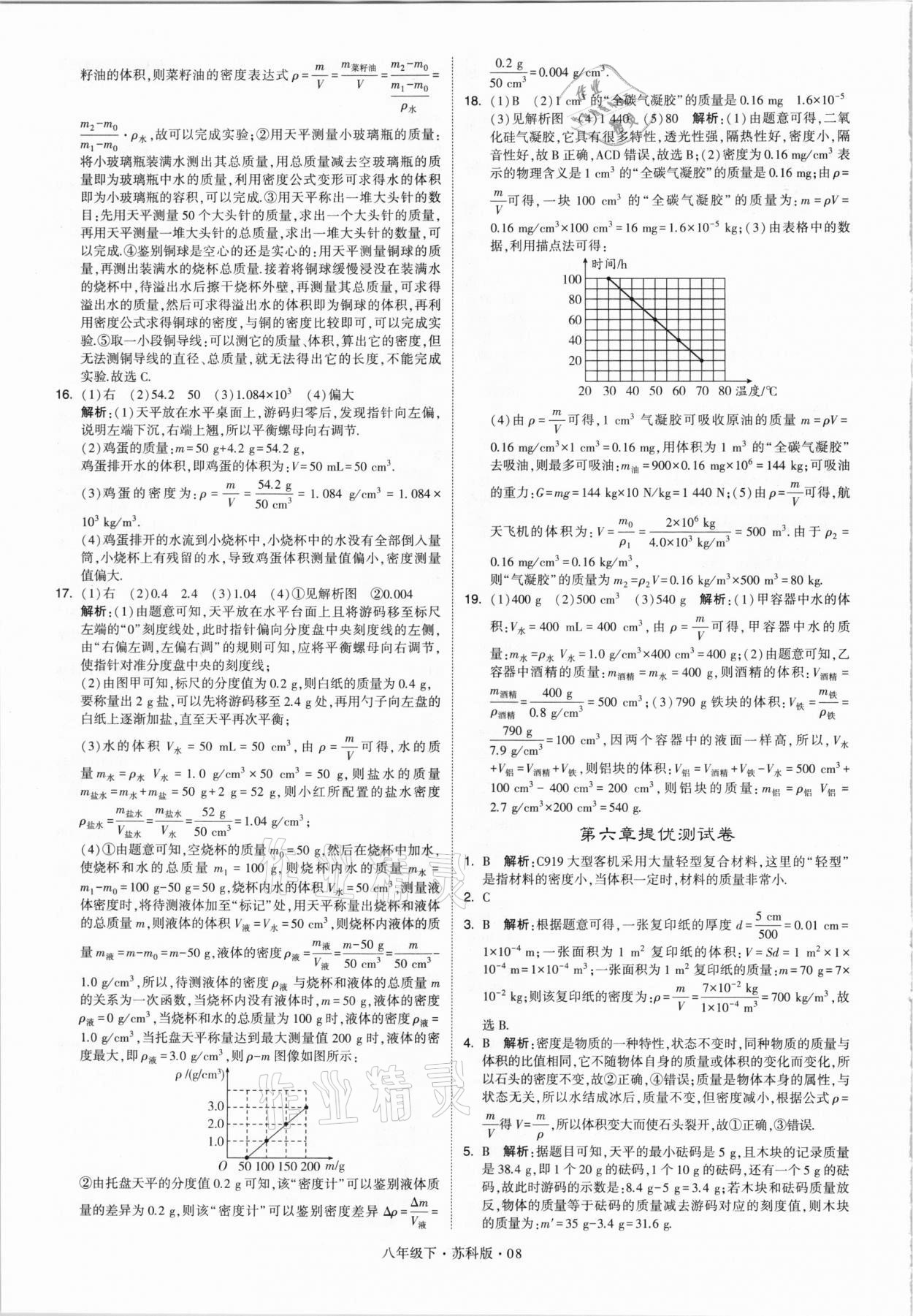 2021年乔木图书学霸八年级物理下册苏科版 参考答案第8页