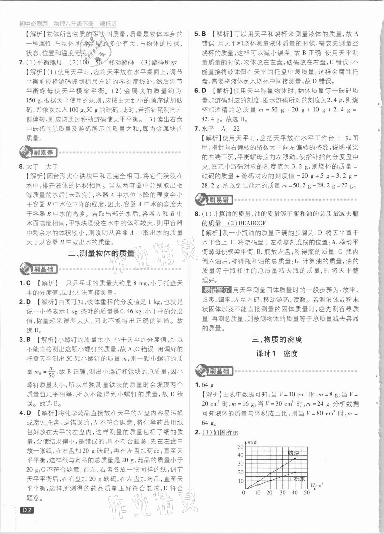 2021年初中必刷題八年級(jí)物理下冊(cè)課標(biāo)版 參考答案第2頁(yè)