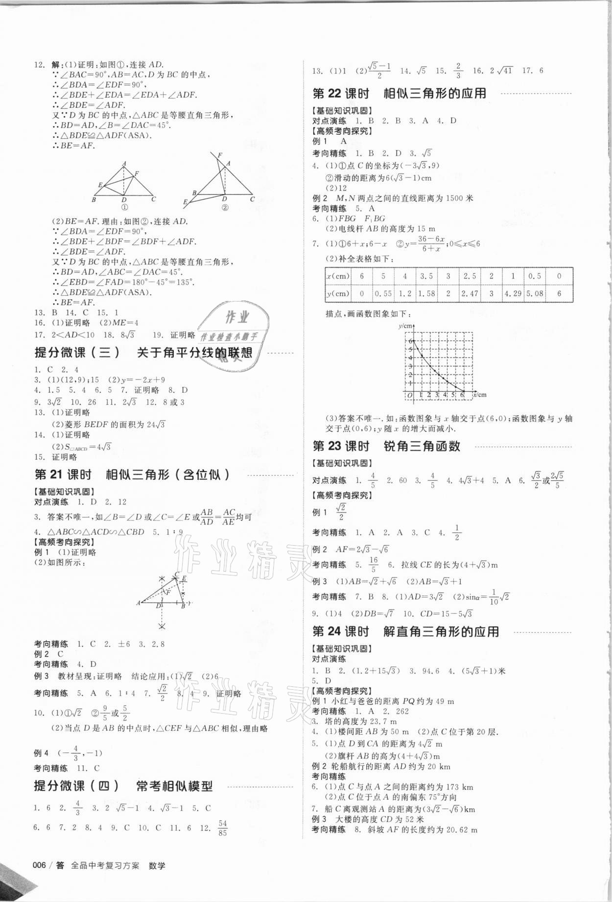 2021年全品中考复习方案数学徐州专版 参考答案第7页