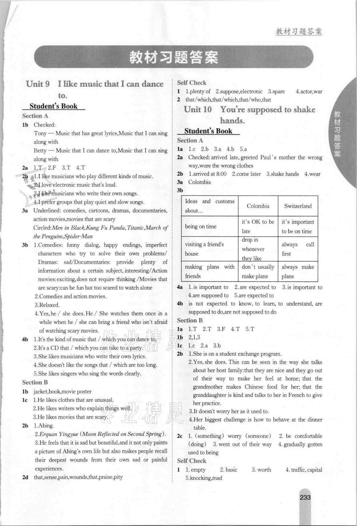 2021年教材課本九年級(jí)英語下冊(cè)人教版 參考答案第1頁