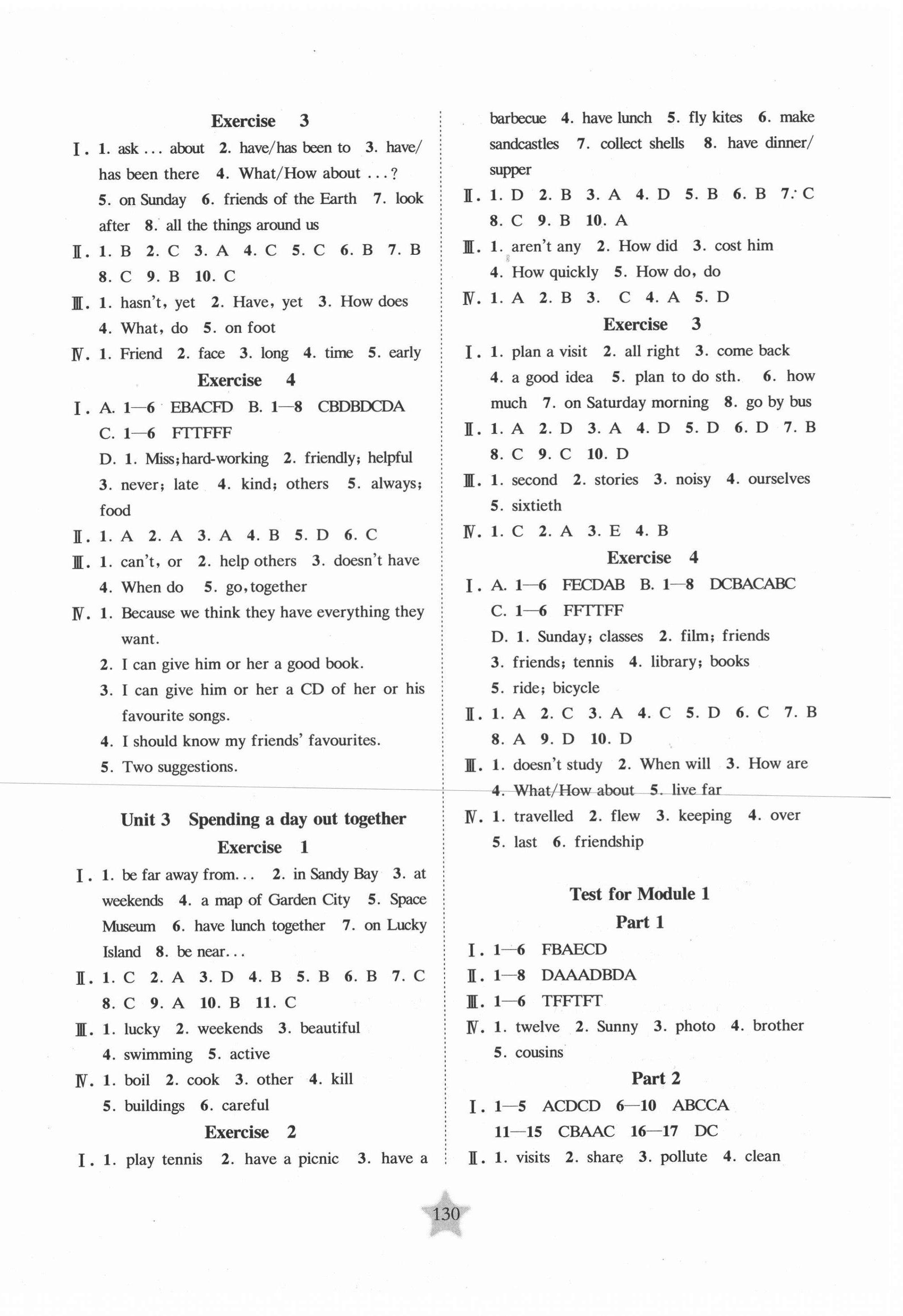 2020年交大之星课后精练卷六年级英语第一学期沪教版 参考答案第2页