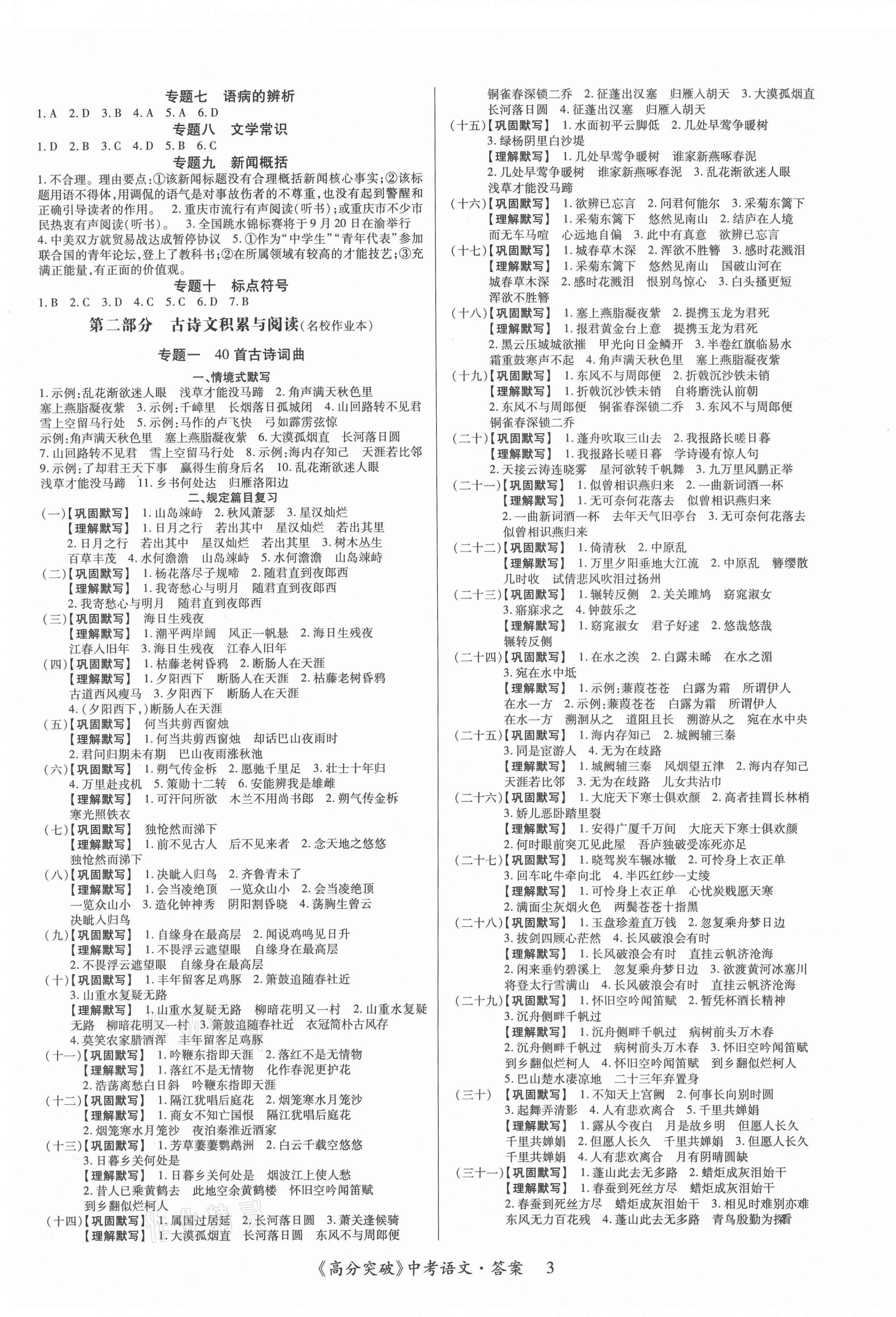 2021年高分突破中考总复习方案语文重庆专版 第3页