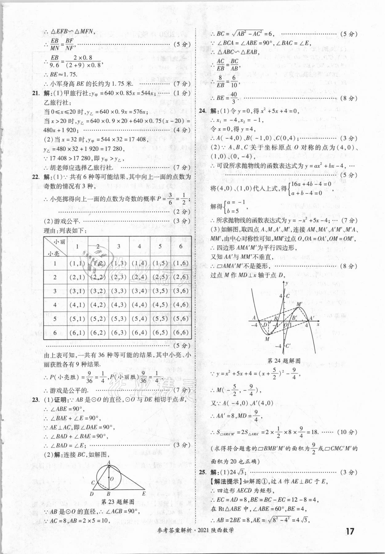 2021年一戰(zhàn)成名中考真題與拓展訓(xùn)練數(shù)學(xué)中考陜西專版 參考答案第16頁(yè)