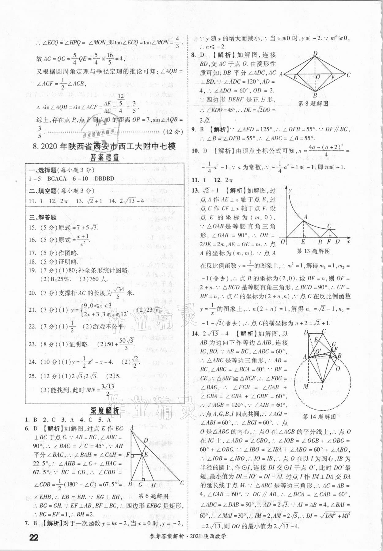 2021年一戰(zhàn)成名中考真題與拓展訓(xùn)練數(shù)學(xué)中考陜西專(zhuān)版 參考答案第21頁(yè)