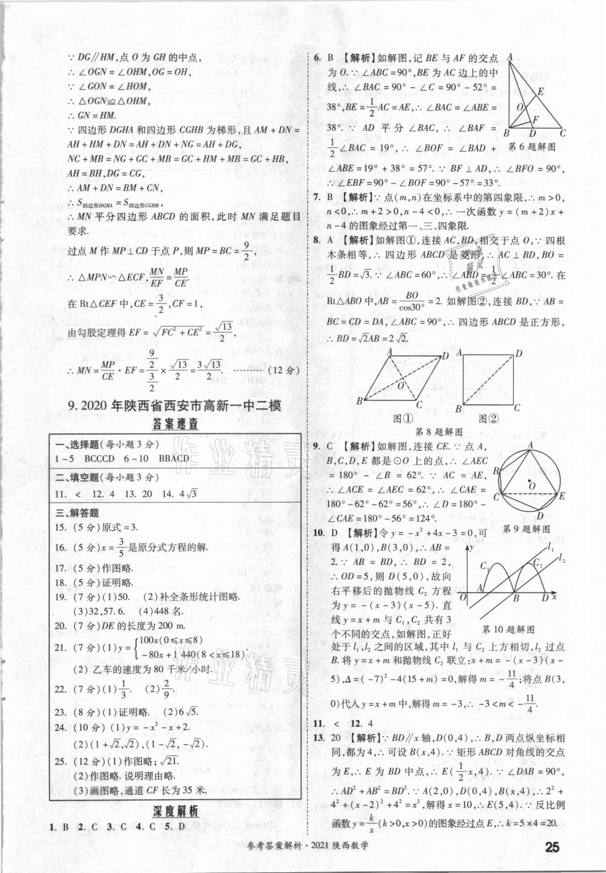 2021年一戰(zhàn)成名中考真題與拓展訓(xùn)練數(shù)學(xué)中考陜西專版 參考答案第24頁