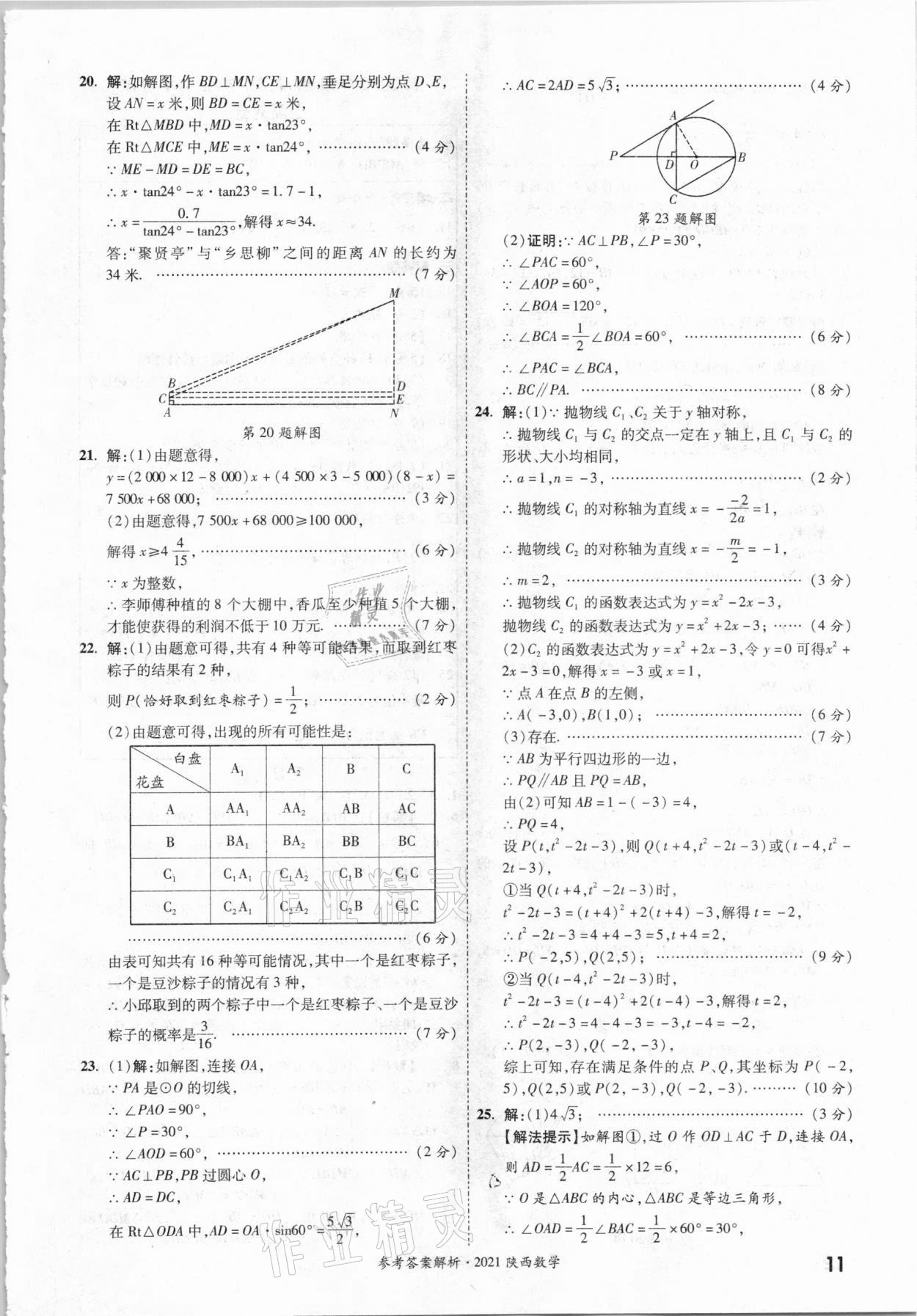 2021年一戰(zhàn)成名中考真題與拓展訓(xùn)練數(shù)學(xué)中考陜西專(zhuān)版 參考答案第10頁(yè)