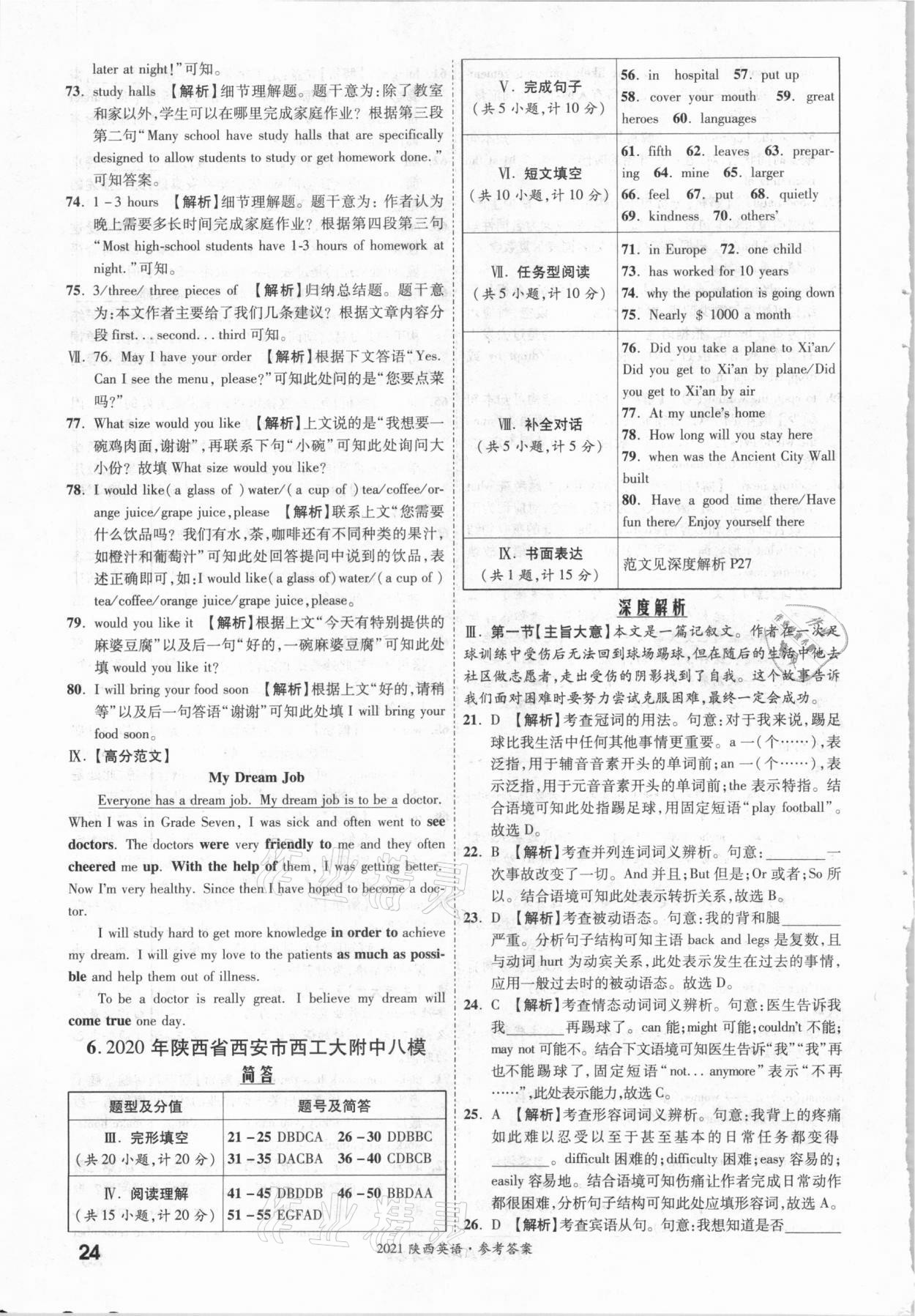 2021年一戰(zhàn)成名中考真題與拓展訓(xùn)練英語(yǔ)陜西專版 參考答案第23頁(yè)